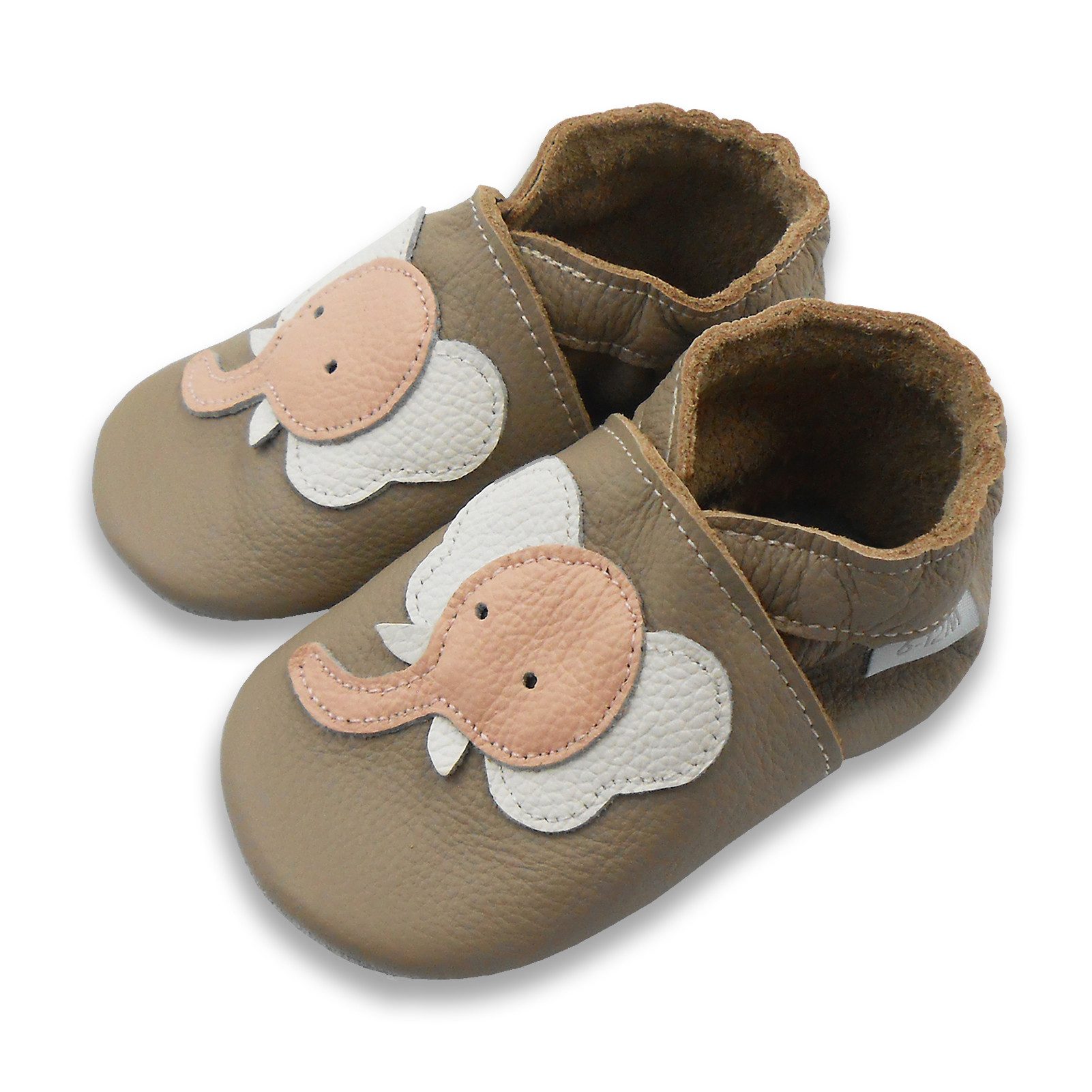 Basrakids Weiche Leder Krabbelschuh Hausschuhe Lederpuschen helle Lauflernschuh Handgenäht, weiche, leichte, flexible, rutschfest