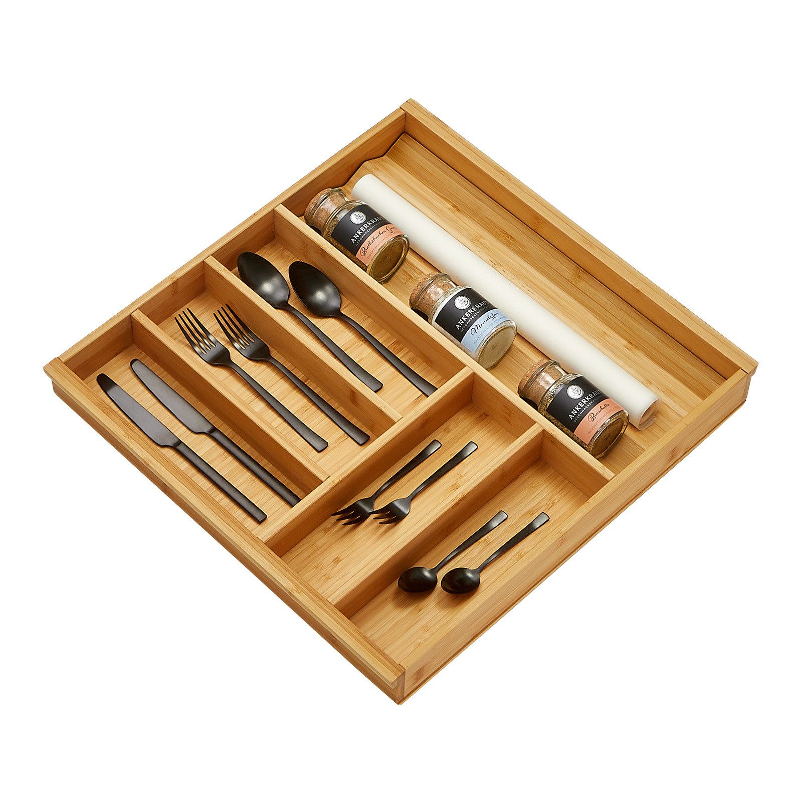 SO-TECH® Besteckeinsatz Orga-Box-1 BAMBUS Besteckeinsatz für Schubkästen mit 500 mm, 6 Fächer, für Blum Tandembox / Antaro Schublade 60cm Schrankbreite