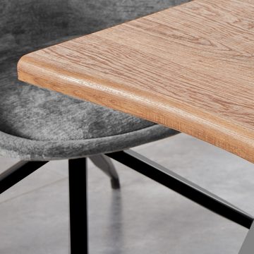 OBOSOE Esstisch tisch rechteckig, Schreibtisch, Bürotisch, 120x70x76cm, Oberflächenstruktur Design mit geschwungenen Kanten X-A förmige Beine