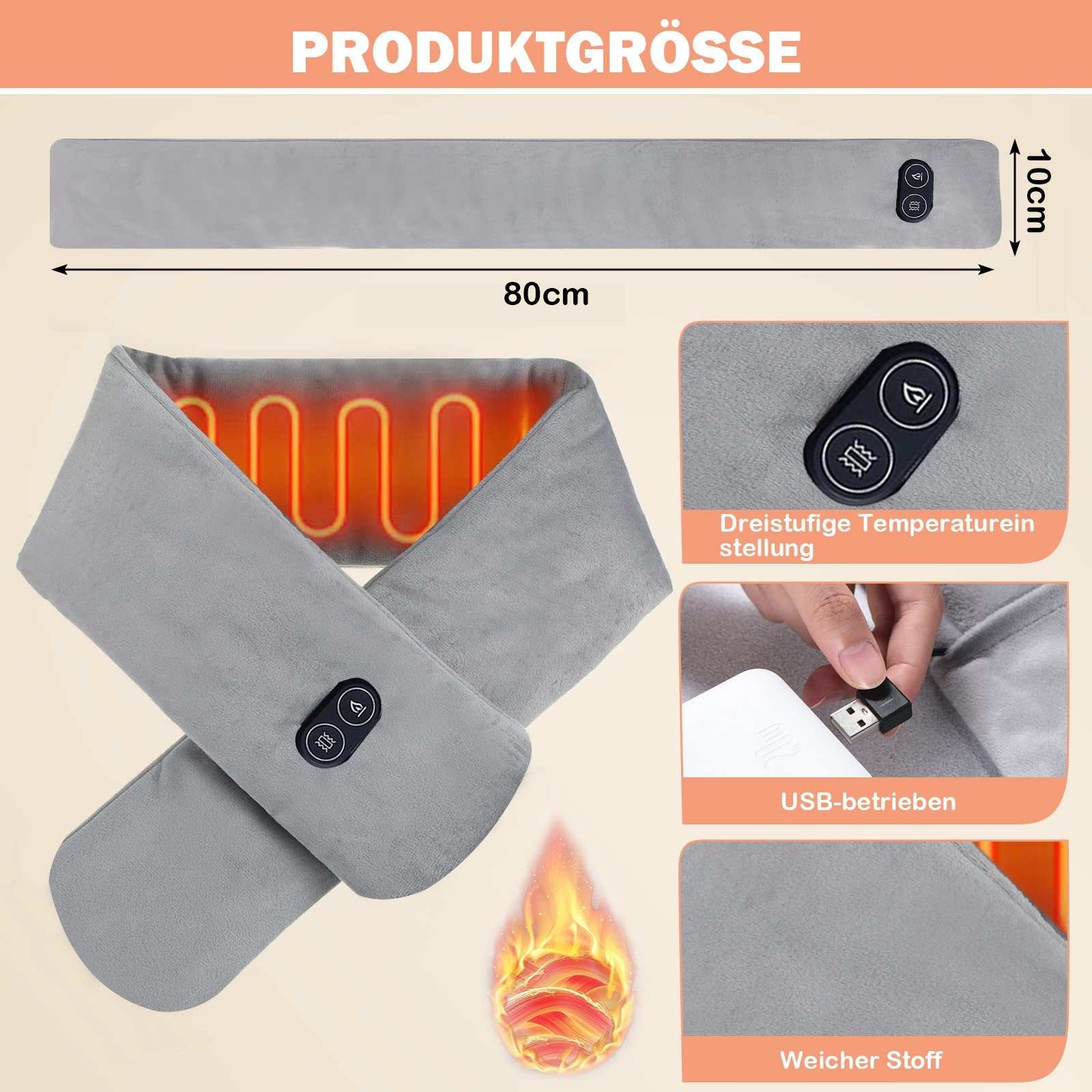 Rosnek Halstuch Beheizt, 3 Temperatur, USB, für Winter Weihnachtsgeschenke, günstig online kaufen