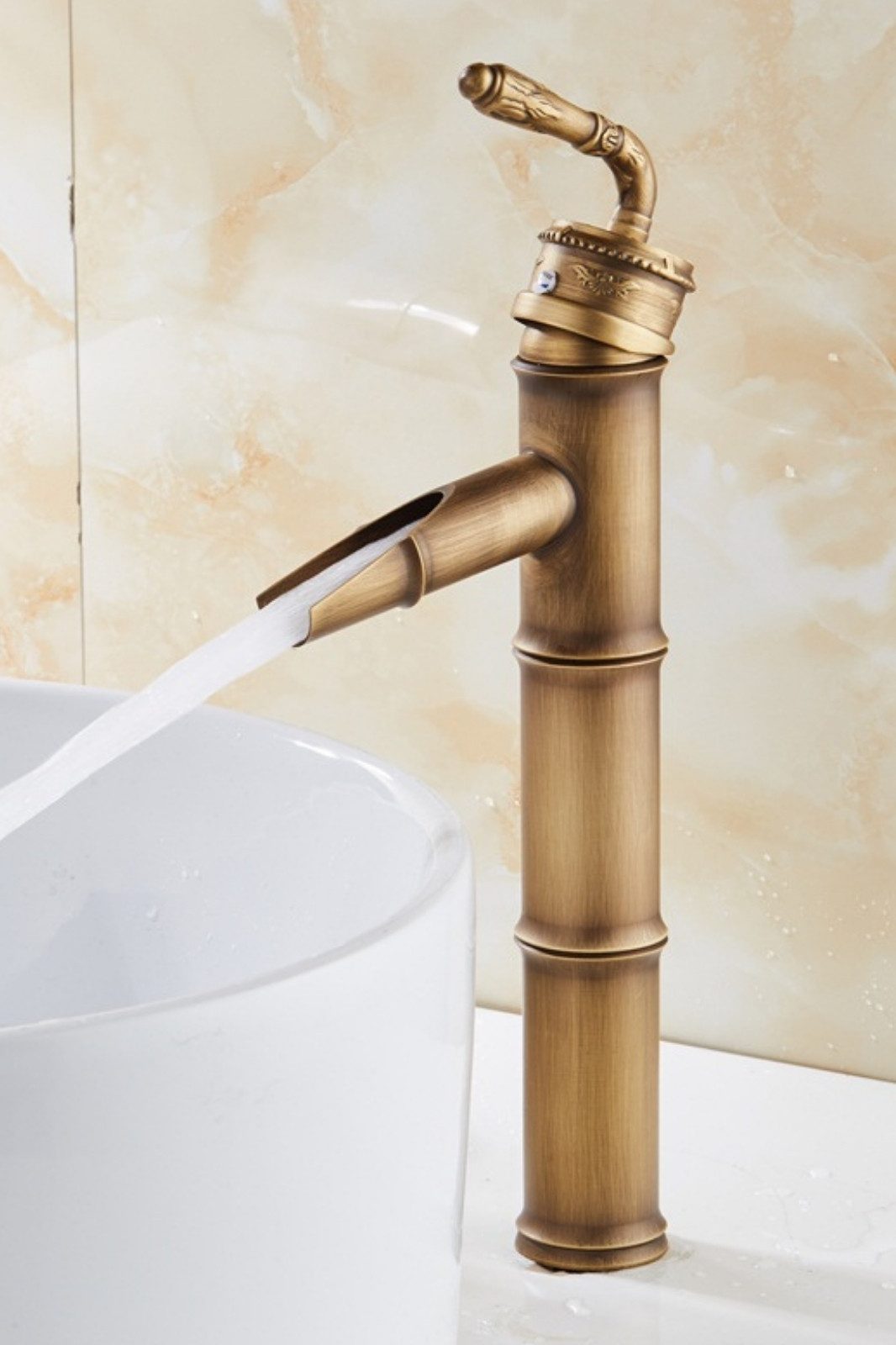 Kinaree Badarmatur Retro Wasserhahn BAMBUS III Messing, Ornamente