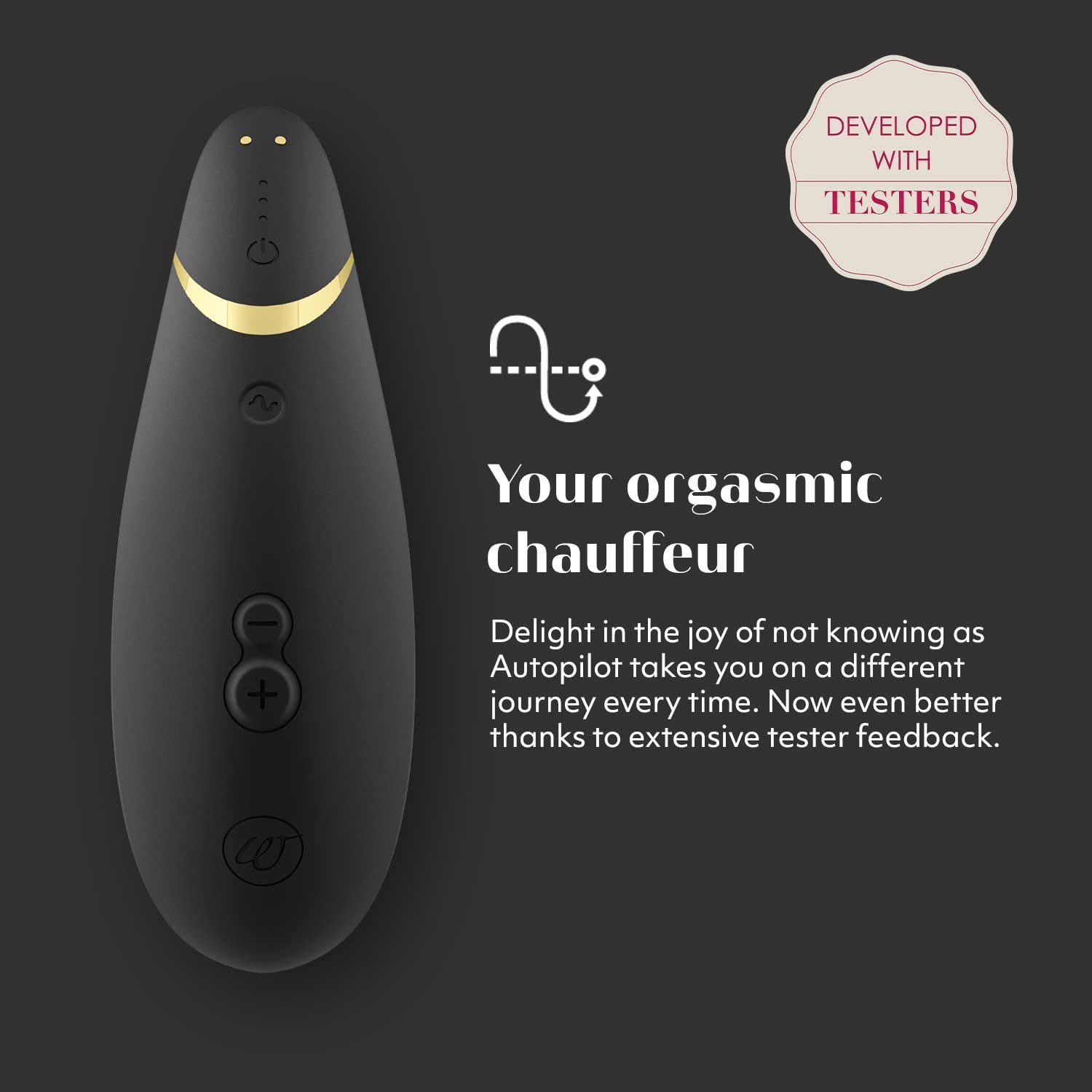 Womanizer Klitoris-Stimulator 14 Intensitätsstufen, Smart-Silence Premium Auto-Pilot, 2, Black