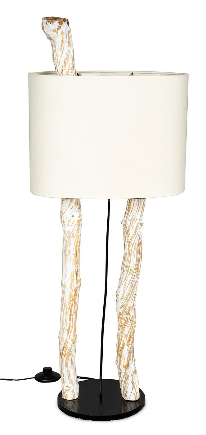 Levandeo® Stehlampe, Stehlampe Höhe 95cm Treibholz Stehleuchte Holz Lampe Teakholz Weiß | Standleuchten