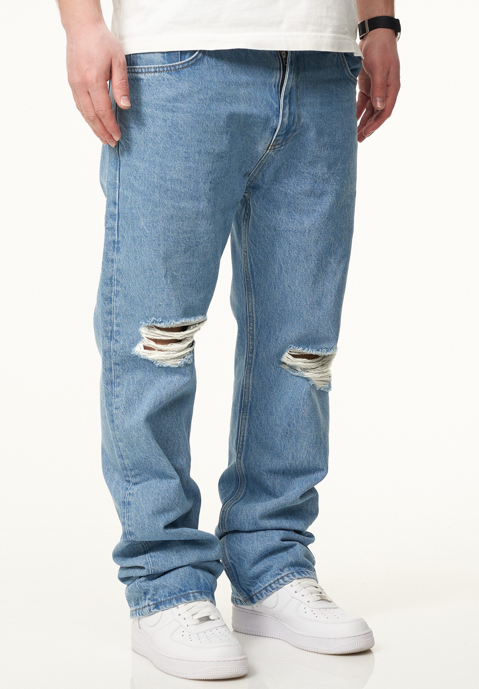 DAILY COTTON Straight-Jeans DCPARADERA Herren Lange Hose Jeans Ripped Straight-Fit