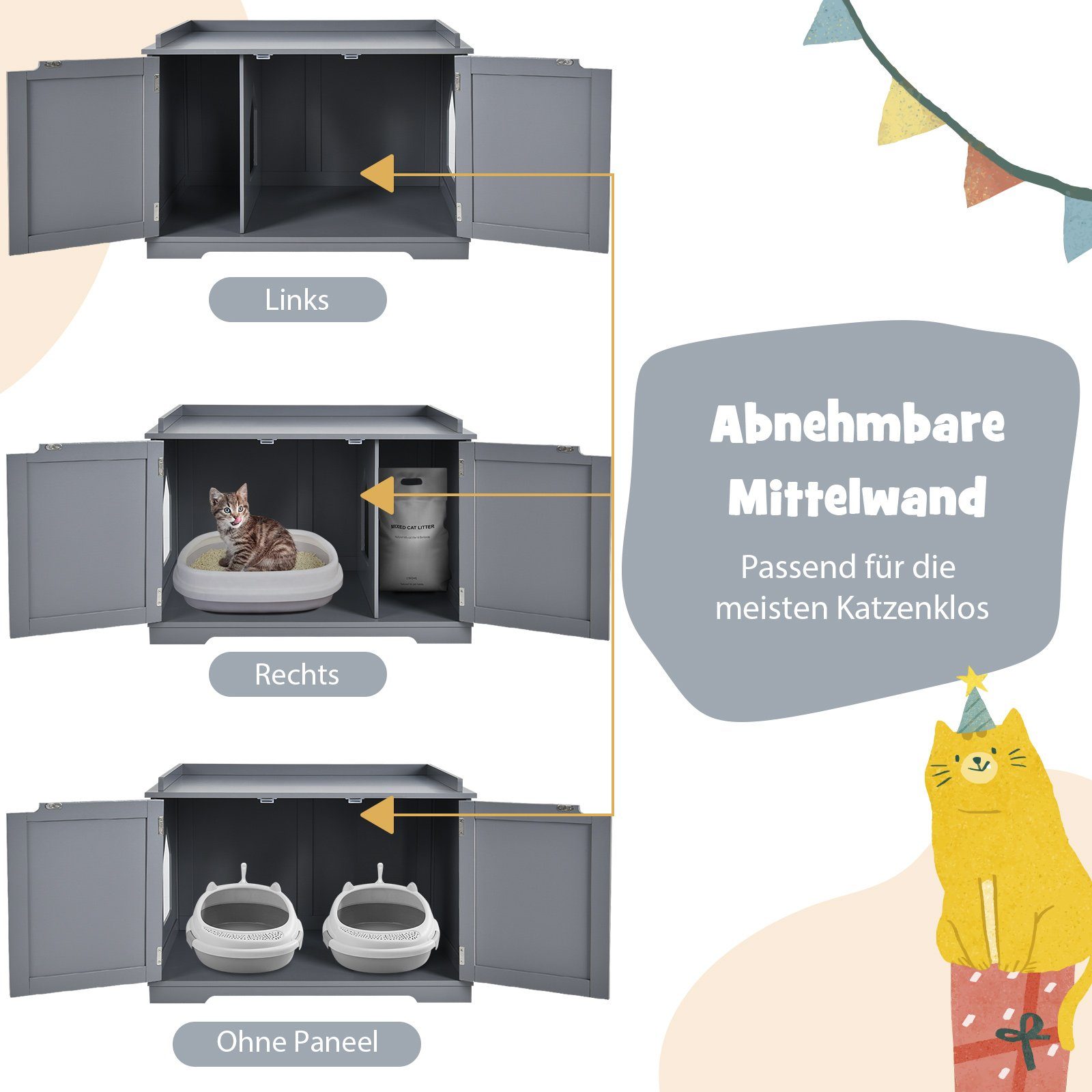 COSTWAY Tierhaus Katzenhaus, Katzenhöhle, mit Bett & Eingang, 75x54x52cm