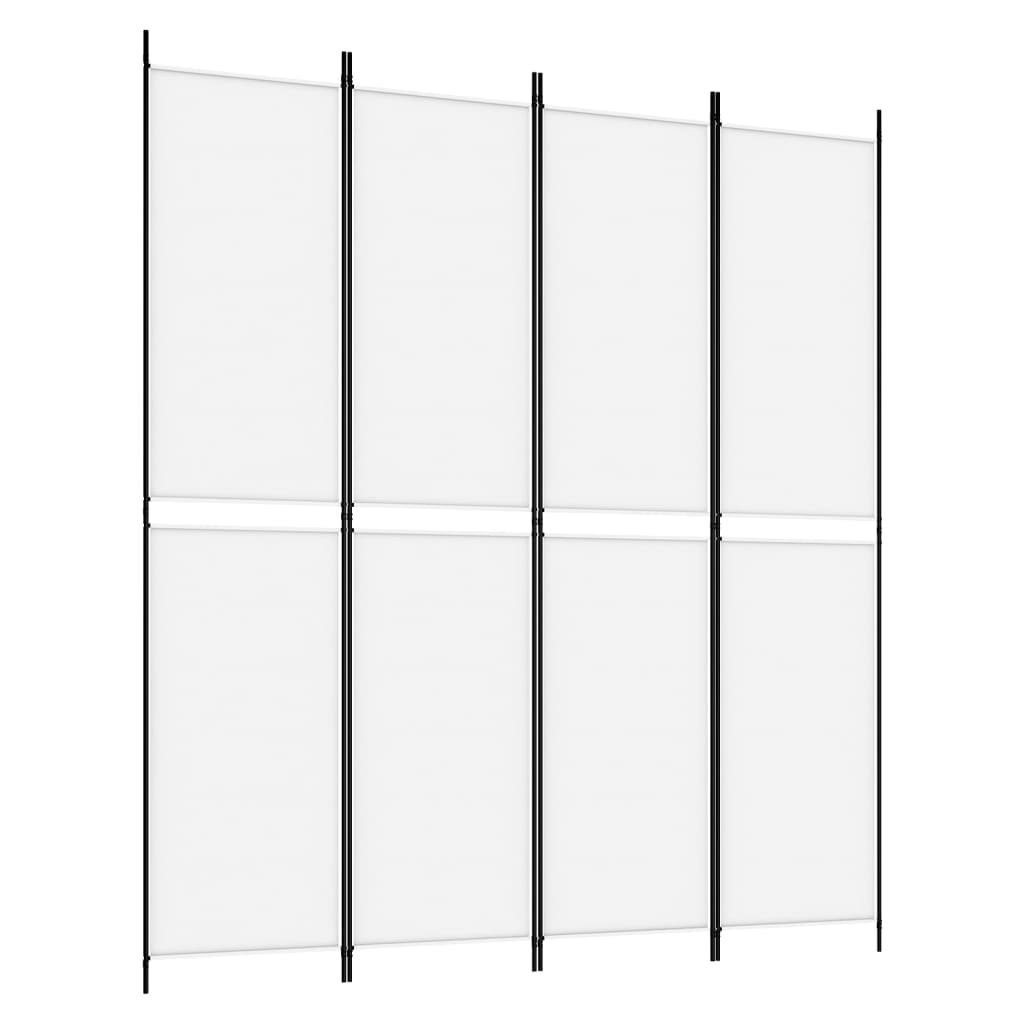 vidaXL Raumteiler 4-tlg. Paravent Weiß 200x220 cm Stoff, 1-tlg.