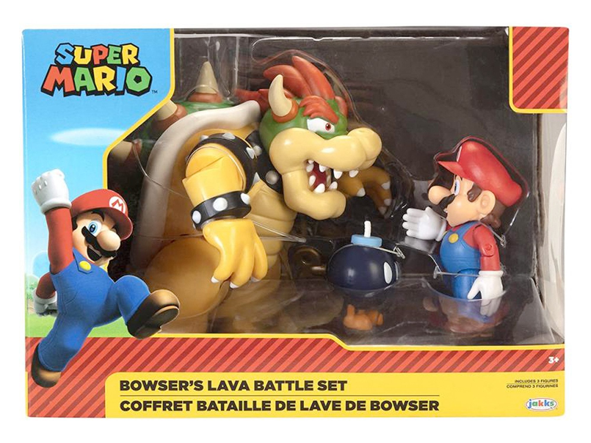 Super Mario Actionfigur Nintendo Super Mario Wave 1 Mario vs. Bowser Diorama Set, 15 cm, (3-tlg)