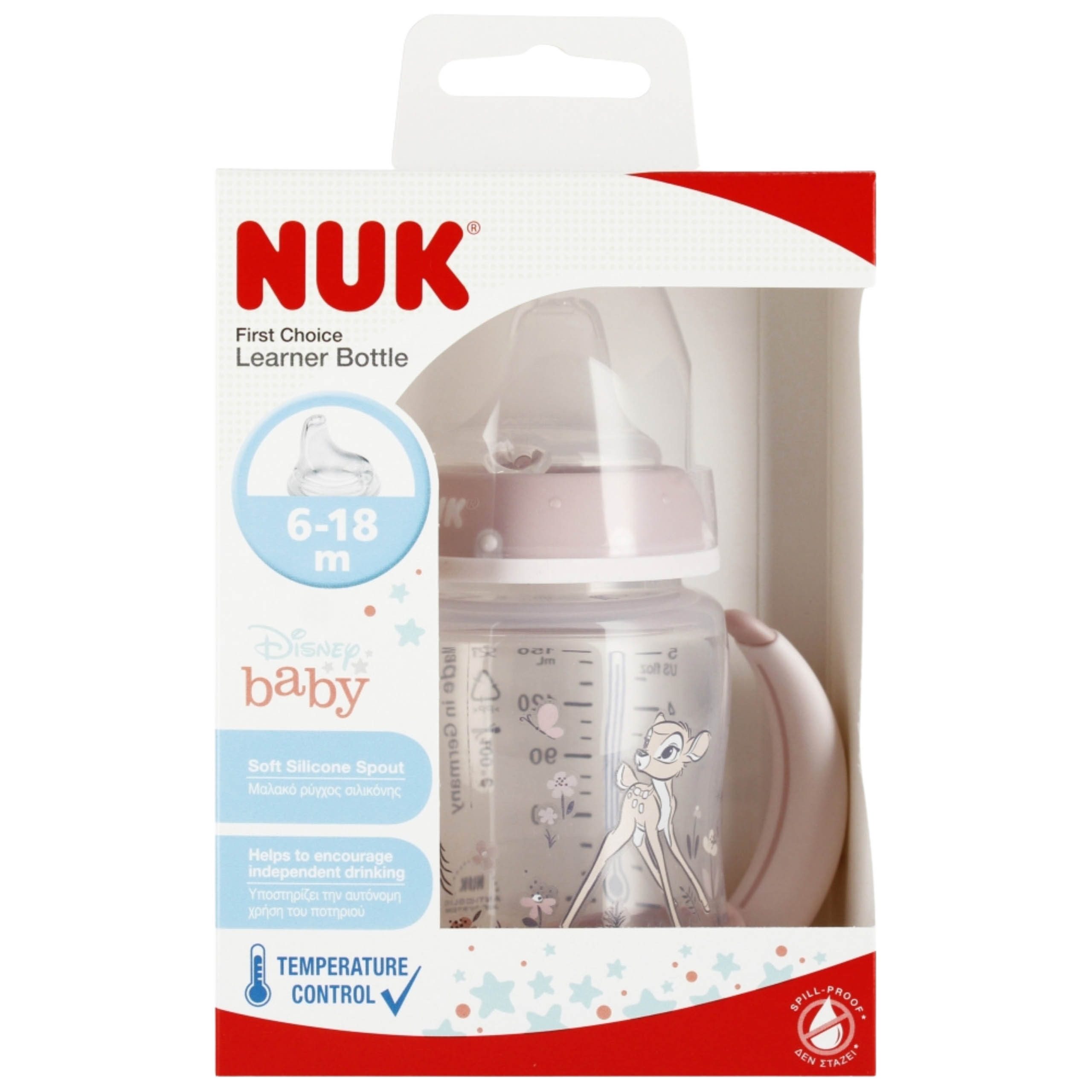NUK Trinklernbecher NUK Disney Bambi Trinklernflasche Silikon 150 ml 6-18M