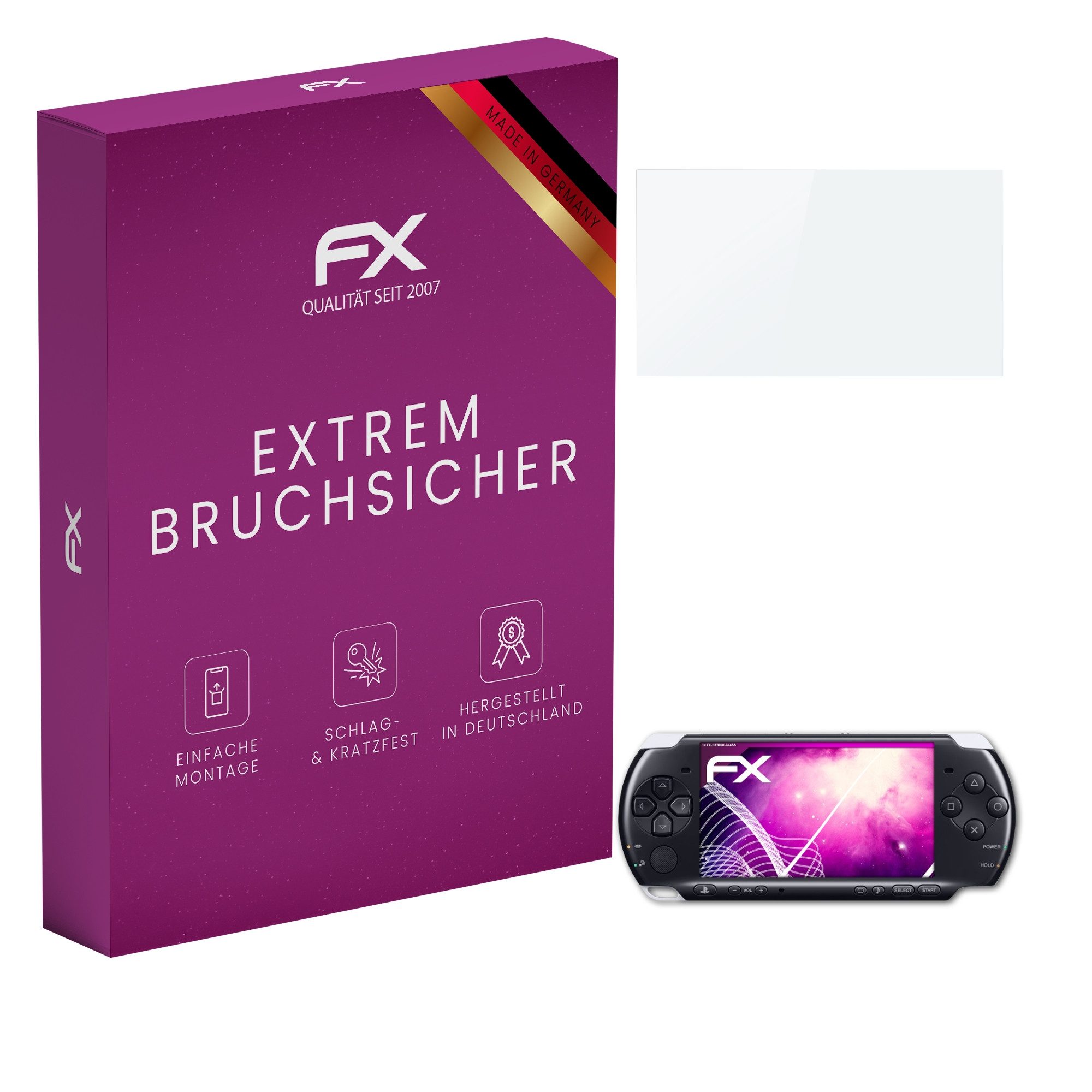 atFoliX Schutzfolie Panzerglasfolie für Sony PSP-2000 Slim & Lite, Ultradünn und superhart