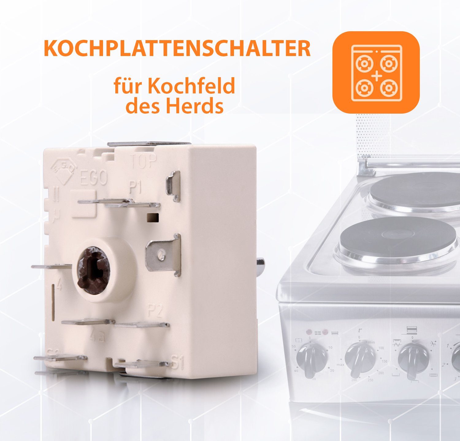 Thumbnail - VIOKS Schalter Energieregler Ersatz für EGO 50.55021.100, mit integrierter Zweikreis-Schaltung für Kochfeld Herd