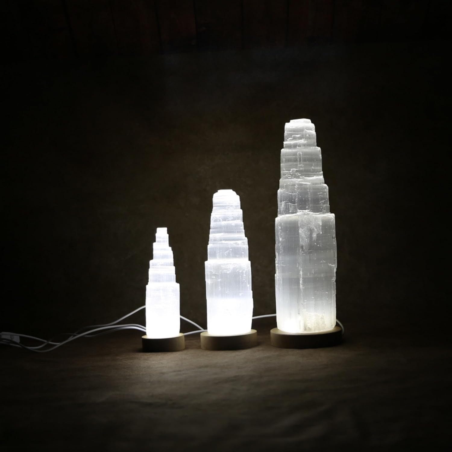 LED Schreibtischlampe Selenit-Kristalllampe – Weiße USB-LED-Selenitlampe in 3 Größen