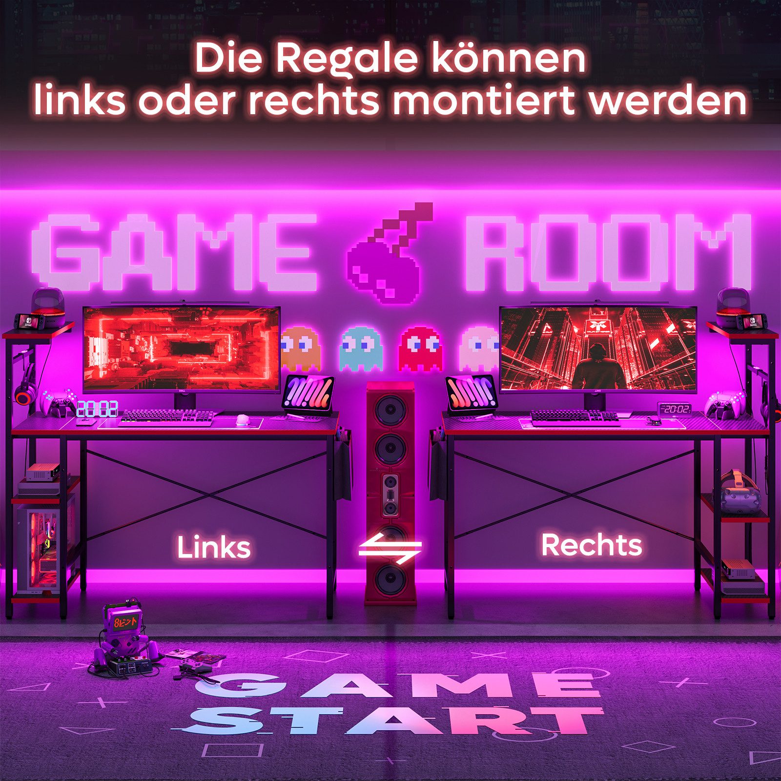Bestier Gamingtisch 140 cm Gaming-Schreibtisch mit günstig online kaufen
