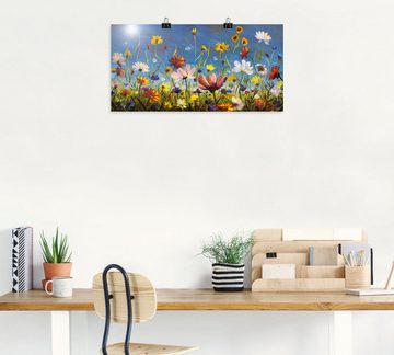 Artland Wandbild Wildblumenwiese blauer Himmel, Blumenwiese (1 St), als Alubild, Outdoorbild, Leinwandbild, Poster, Wandaufkleber