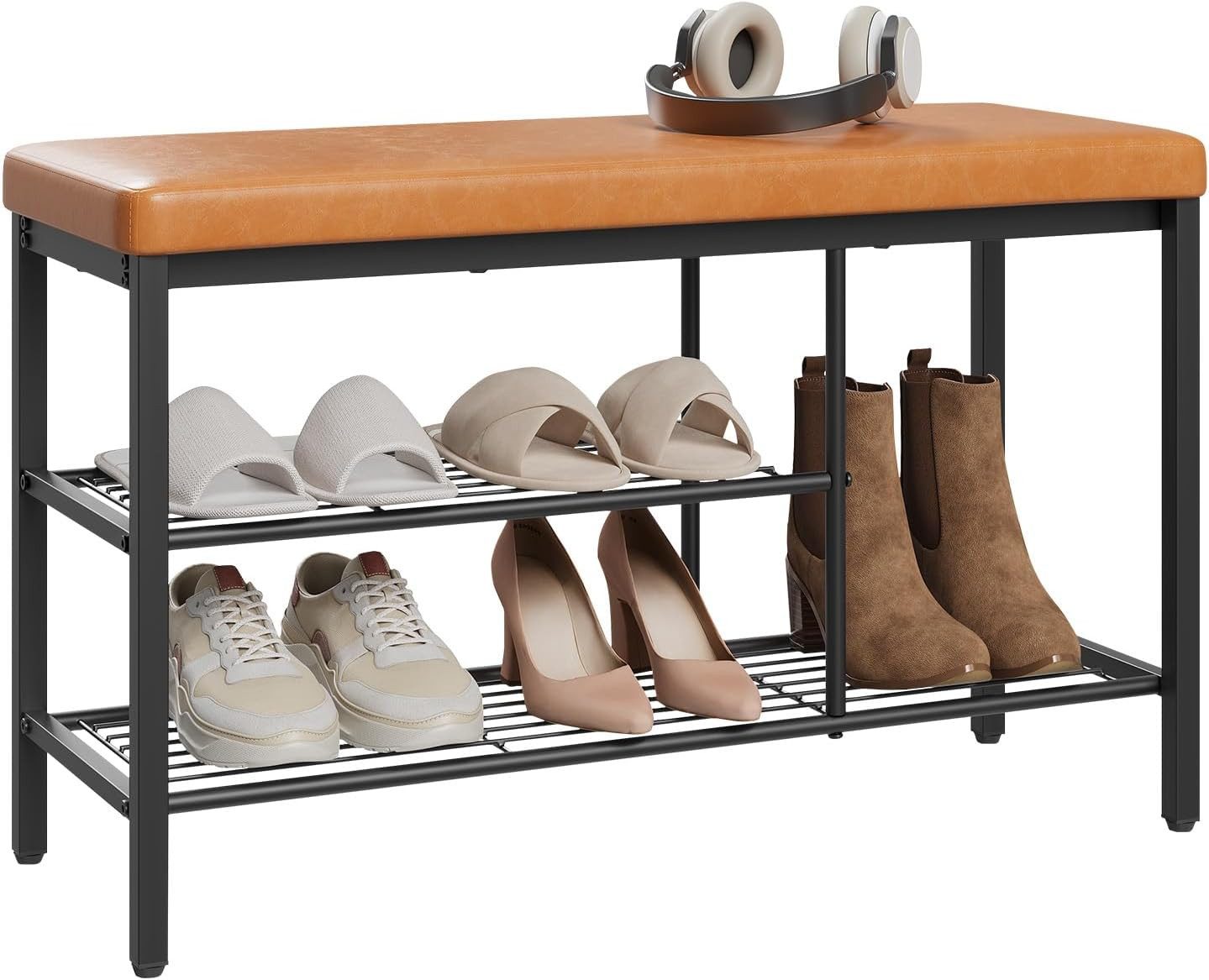 Woltu Schuhbank, Gepolstertes Sitzkissen mit Kunstleder, mit Sitzfläche