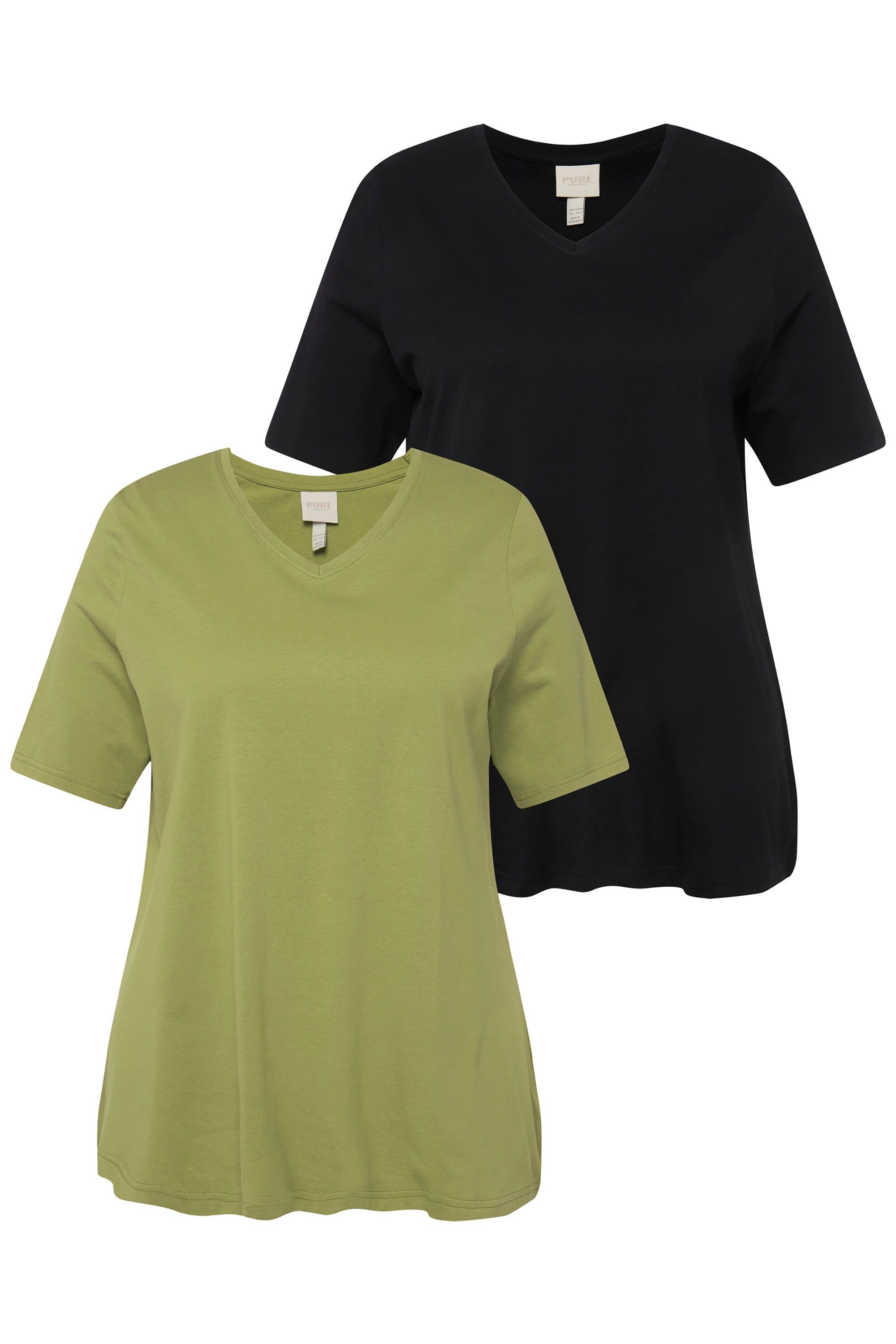 Ulla Popken T-Shirt T-Shirts 2er-Pack V-Ausschnitt günstig online kaufen