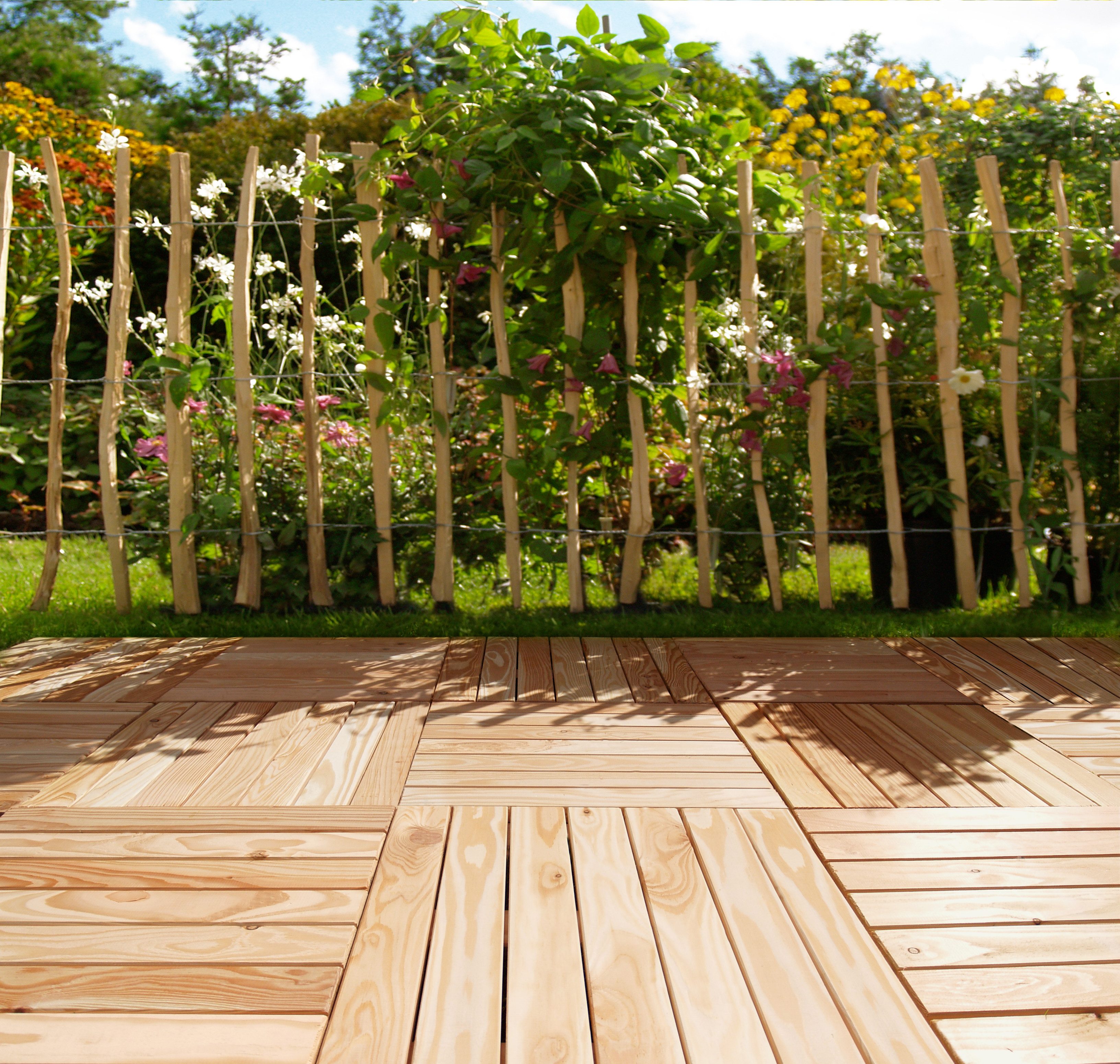 KONIFERA Holzfliesen aus hochwertigem Lärchenholz, Set, 10 St., 10 Fliesen à 50x50 cm