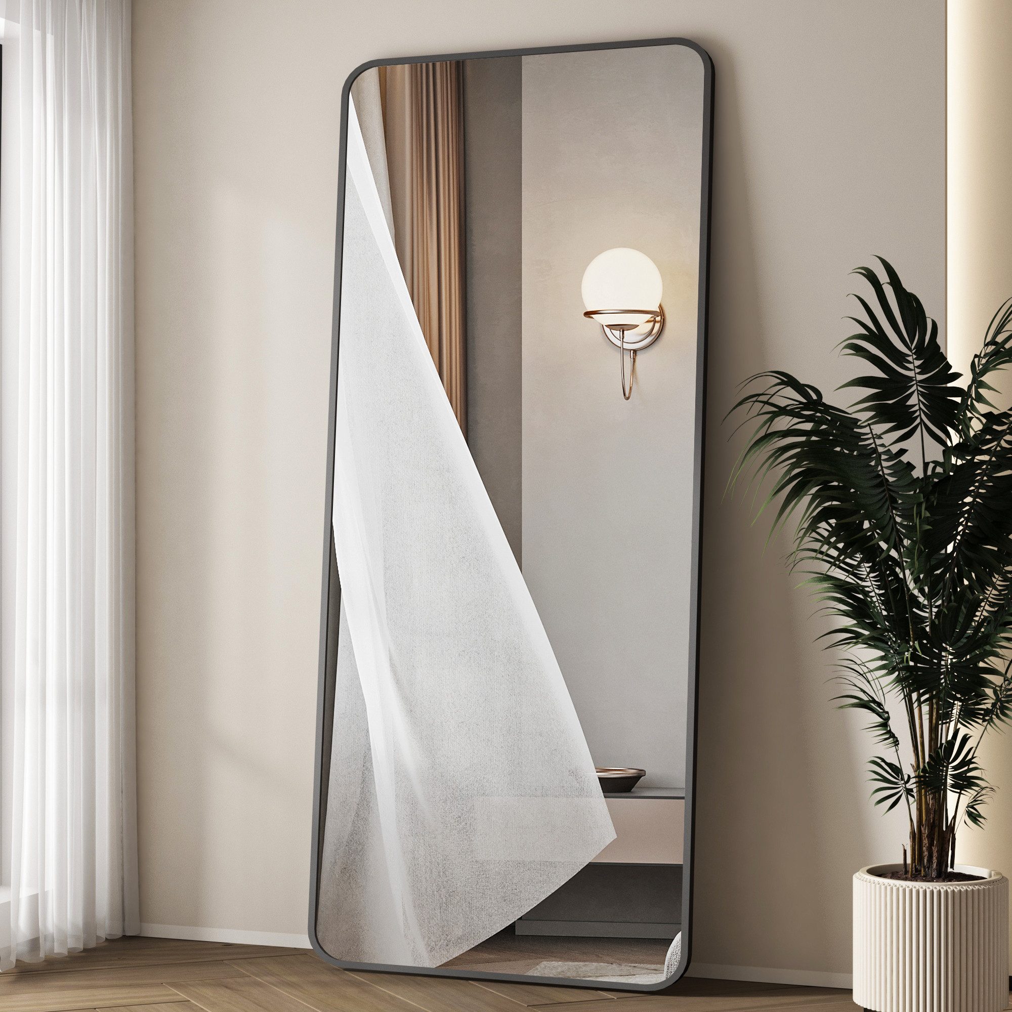 Hopibath Standspiegel 180 hoch xxl Ganzkörperspiegel 180x80cm Rund Bogen (B günstig online kaufen