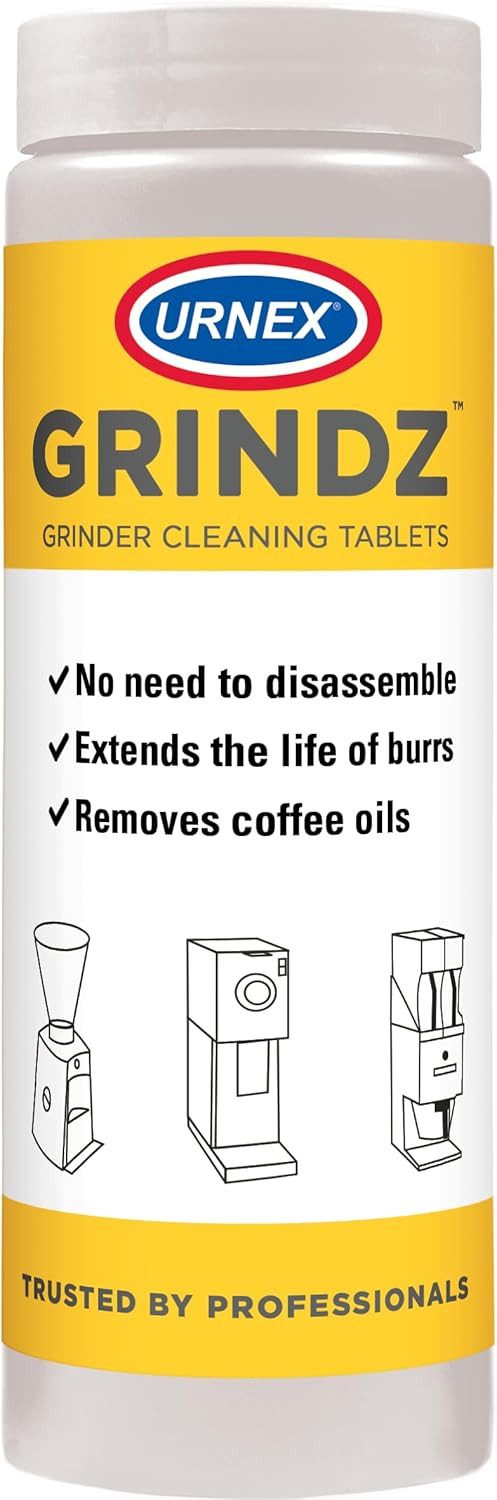Urnex Grindz Reinigungstabletten (1 Dose mit 430 g Inhalt Kaffeemühlen Reinigungstabletten - Reinigungsmittel, Kaffeefettlöser)