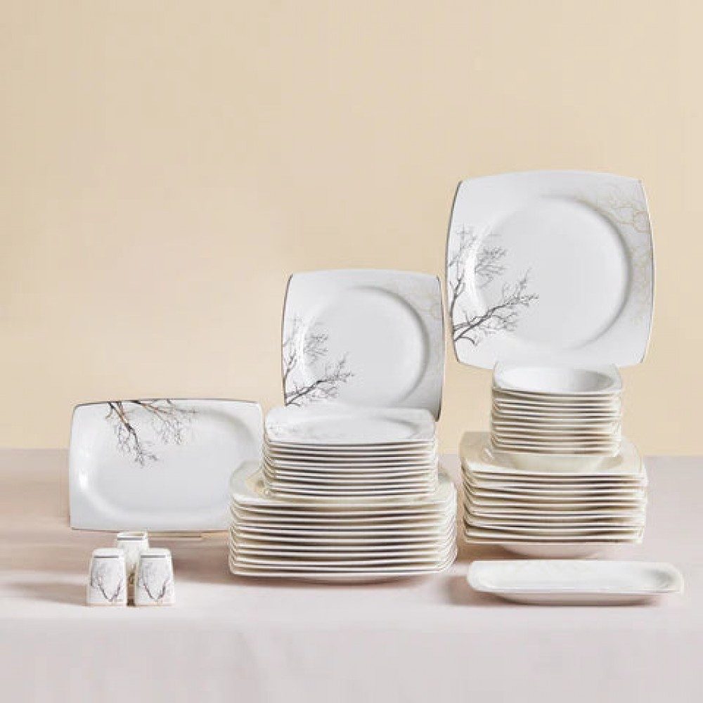 Karaca Geschirr-Set Karaca Autumn Bone Geschirrset für 12 Personen 53-tlg Quadratisch