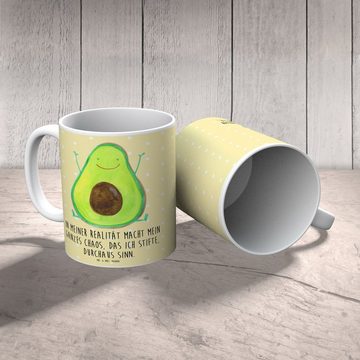 Mr. & Mrs. Panda Tasse Avocado Happy - Gelb Pastell - Geschenk, Kaffeebecher, Becher, Teetas, Keramik