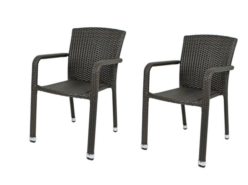 Armstuhl 2x Rattan, Stuhl (2 St), Material: Pleasure Stapelstuhl Garden Sessel Stapelstuhl Terrasse Kunststoffgeflecht Balkon Stühle