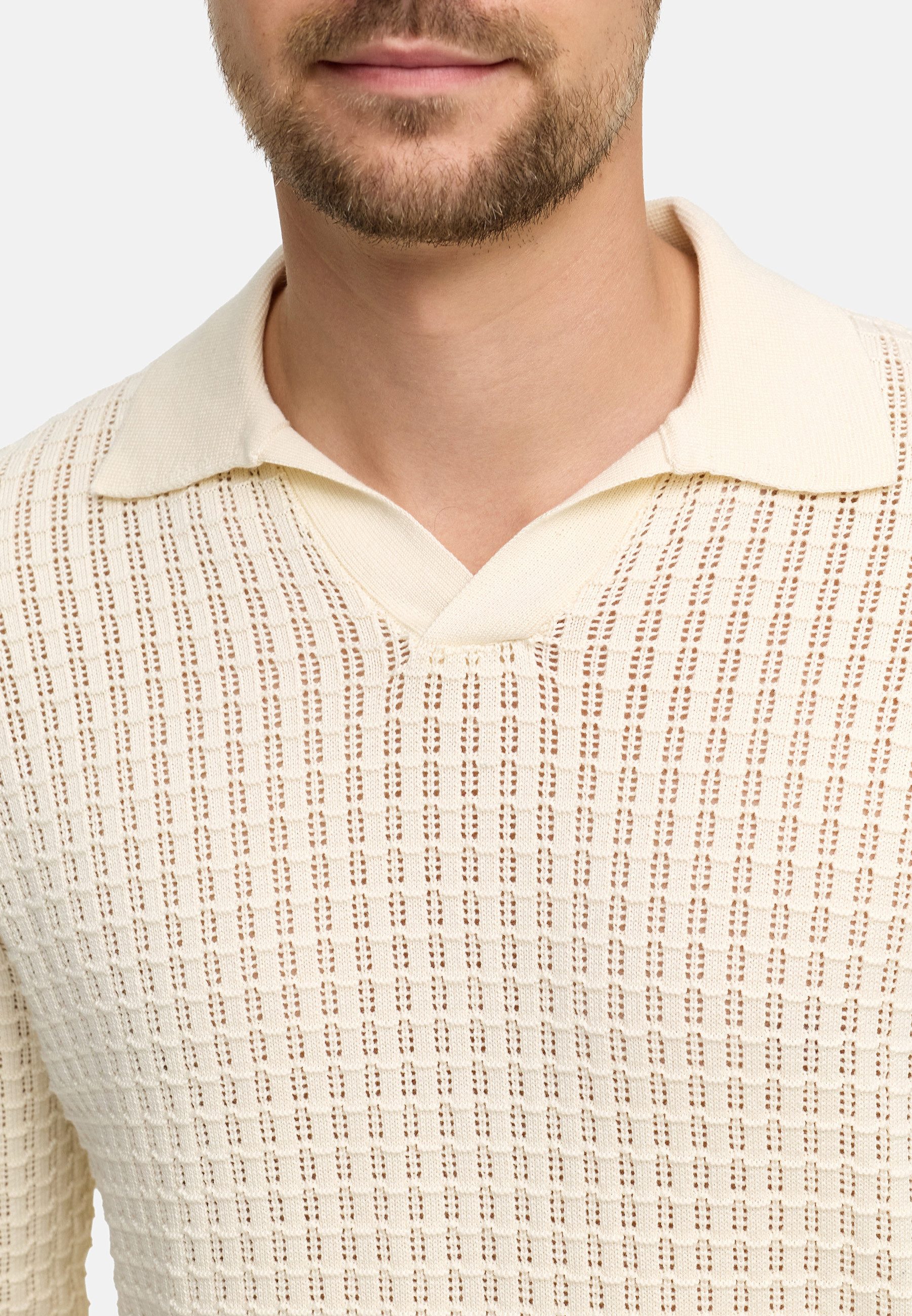 Jeff Strickpullover Herren JFLane polo Pullover Herrenpullover mit Polokragen und V-Ausschnitt