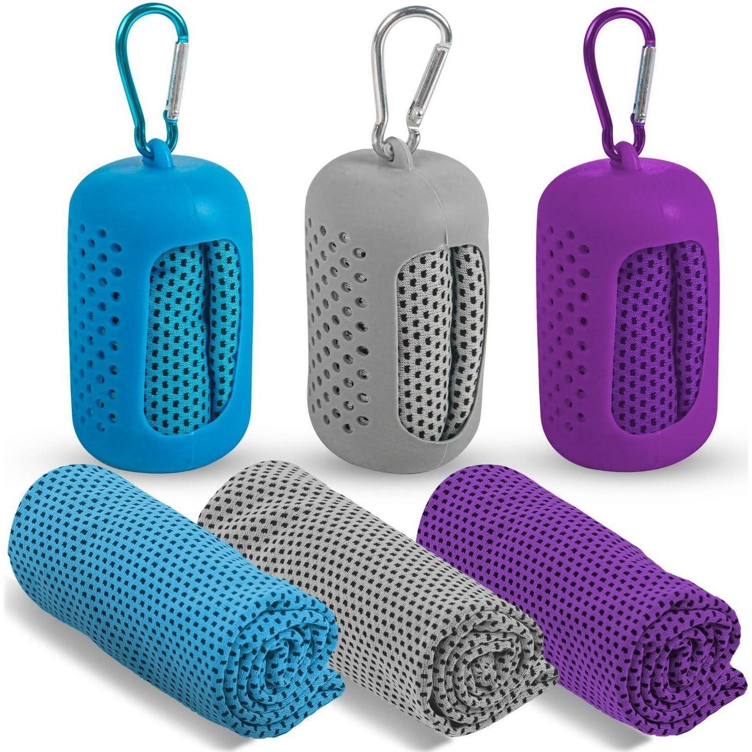 LuxusKollektion Sporthandtuch Kühltuch 3er Set Mikrofaser mit Hülle, (3-St)
