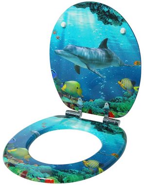 Sanilo Badaccessoire-Set Delphin Korallen, Komplett-Set, 3 tlg., bestehend aus WC-Sitz, Badteppich und Waschbeckenstöpsel