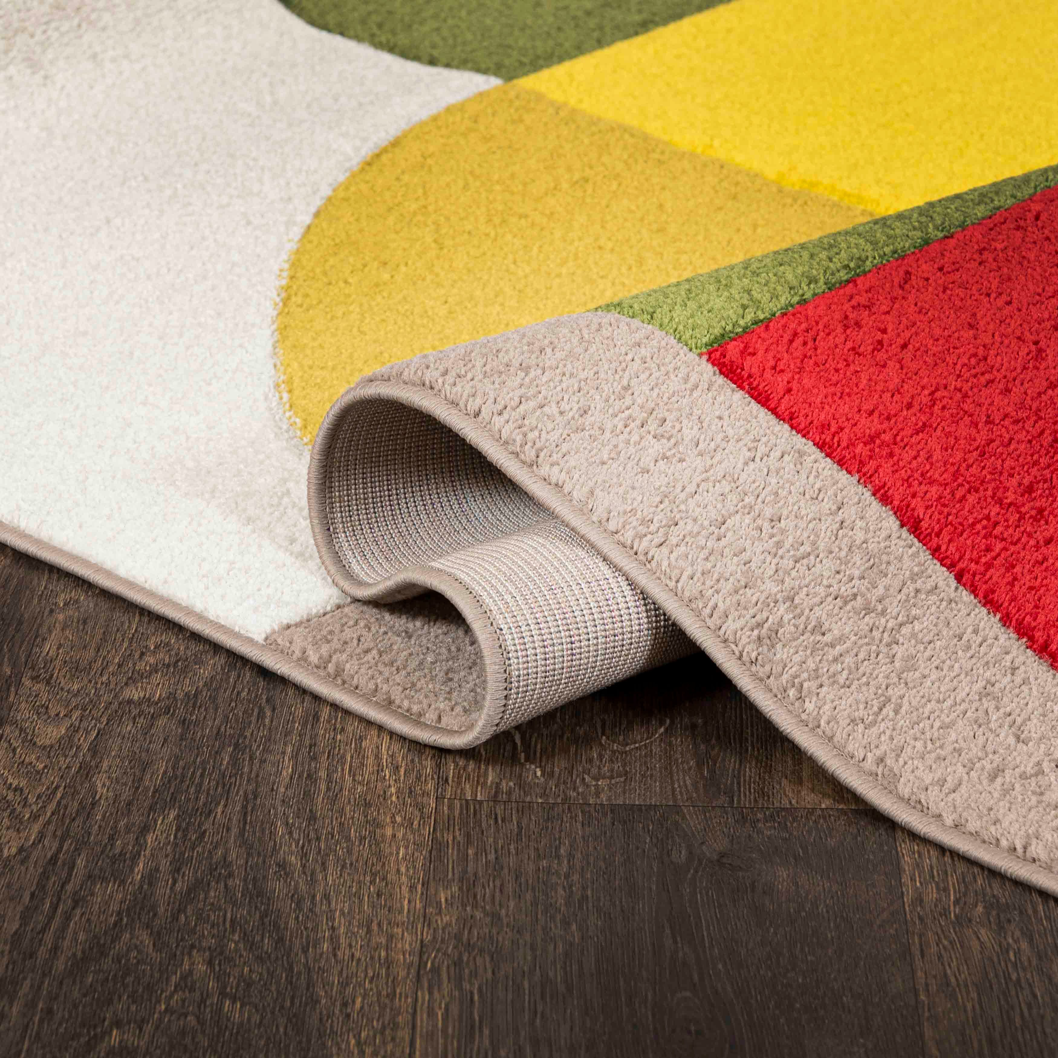 Mazovia Designteppich Modern Geometrischer Teppich Bunt Weich Teppich für Wohnzimmer Bunte, 120 x 170 cm, Fußbodenheizung – Bild 4 von 5