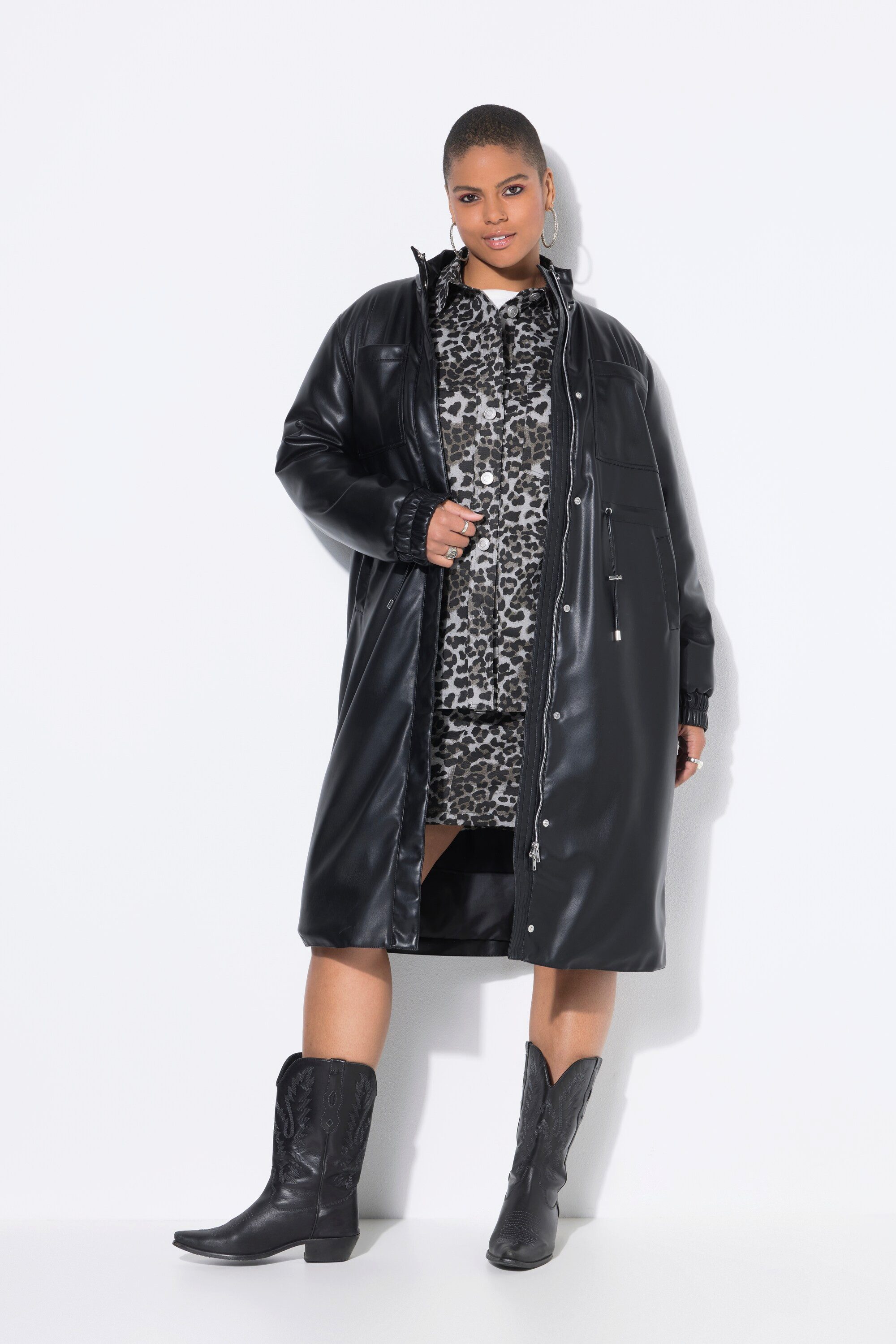 Studio Untold Ledermantel Mantel Lederoptik Taillen-Tunnelzug günstig online kaufen