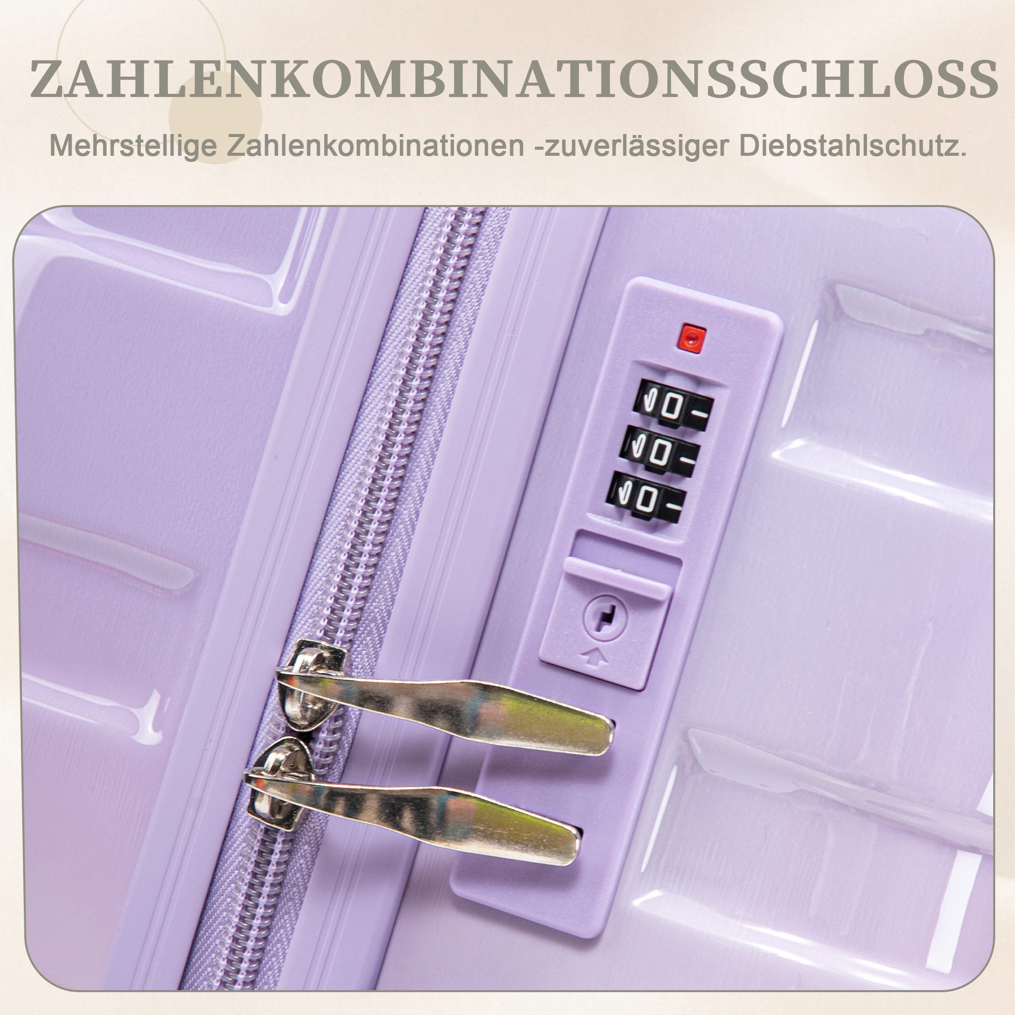i@home Kofferset 14"/20" 2-teiliger Koffer, 4 Rollen, (2 tlg), PC-Spinner-Kofferset mit Zahlenschloss & 14" Kosmetiktasche – Bild 5 von 5