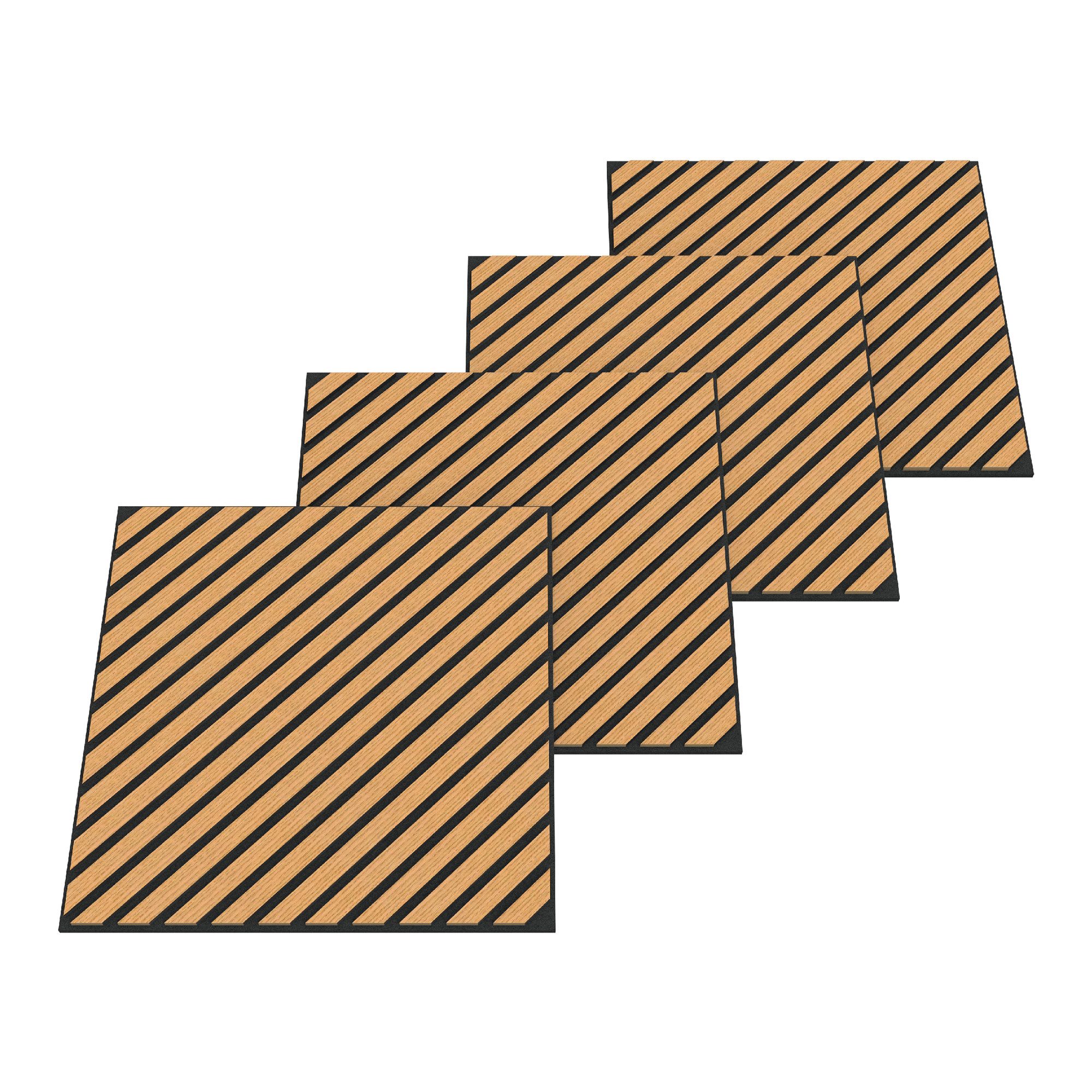 neu.holz 3D Wandpaneel, BxL: 60x60 cm, (Set, 4-tlg) »Vang« mit diagonalen Lamellen 60x60 cm Eichenoptik, dunkel