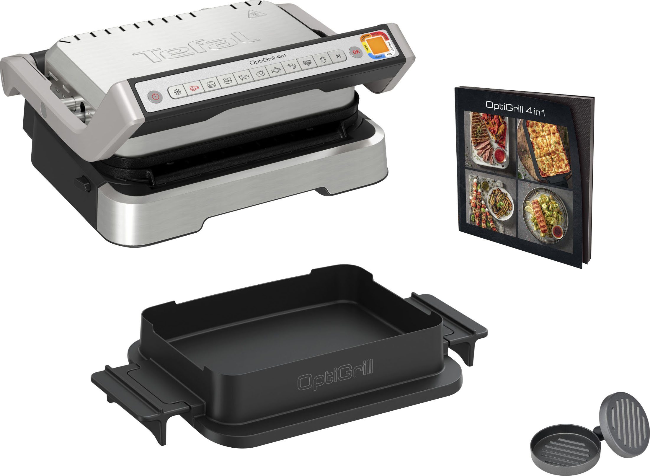 Hamburger GC774HP Tefal OptiGrill Backschale, Gratis: 4in1, aufklappbar. Kontaktgrill 2100 W, Presse inkl.