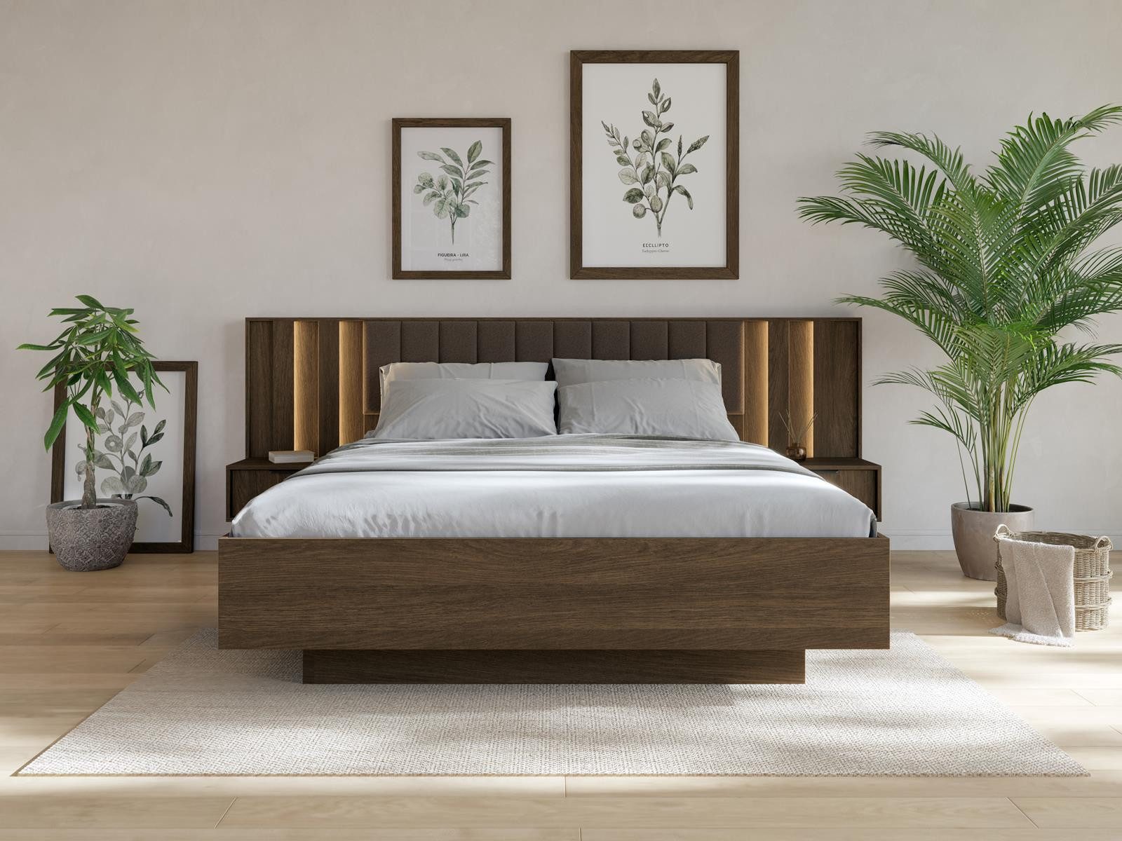 Compleo Bett mit Bettkasten, Schlafzimmermöbel, Doppelbett mit Stauraum, MADE IN EU