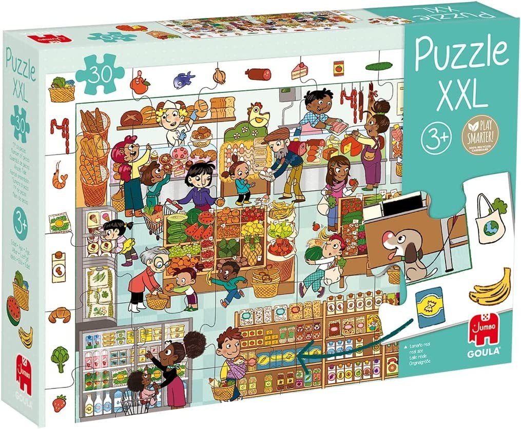 Jumbo Spiele Puzzle Goula 1120700015 - Markt, XXL-Puzzle, 30 Teile, 60x45 cm, Puzzleteile