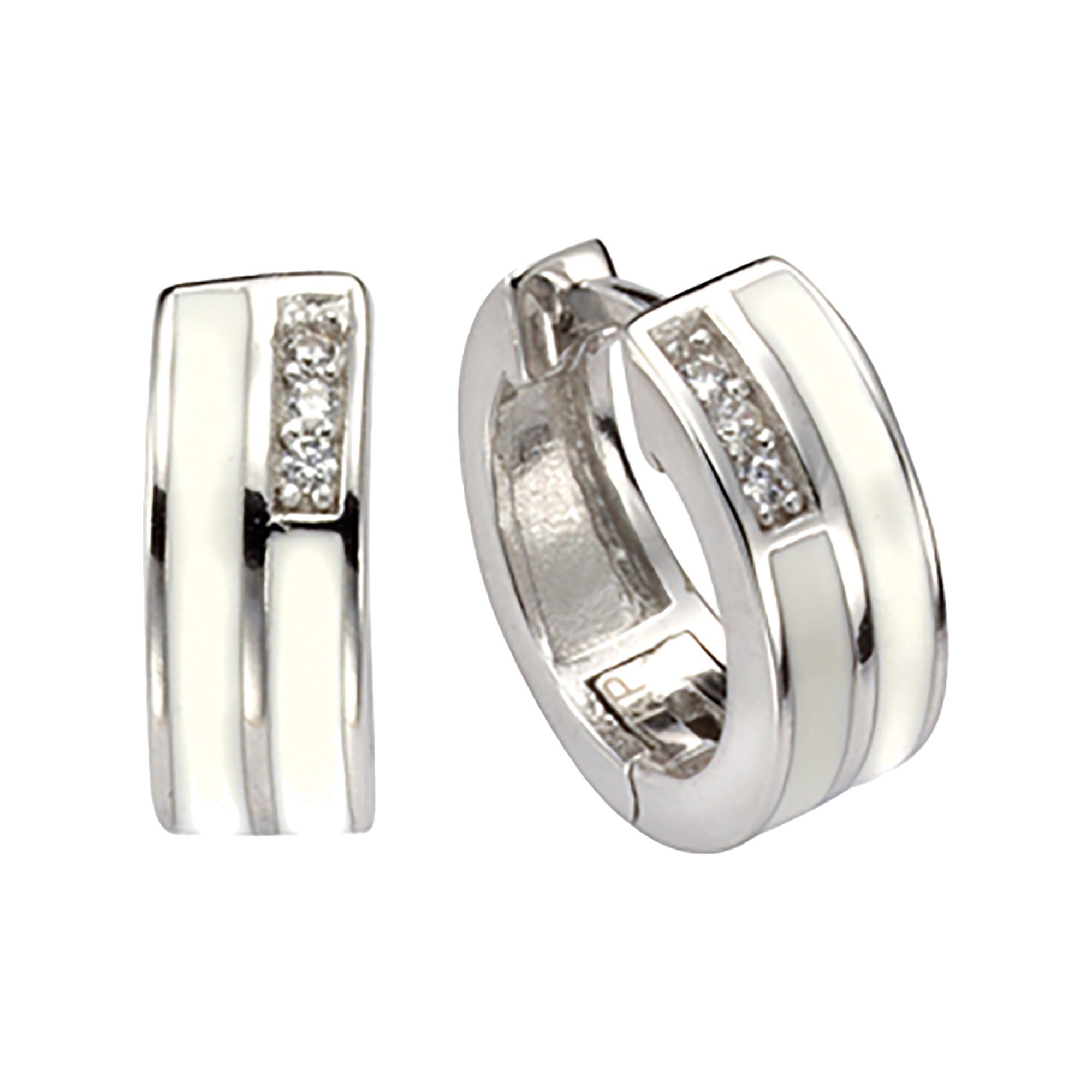 Paar Creolen 925/- Sterling Silber Zirkonia