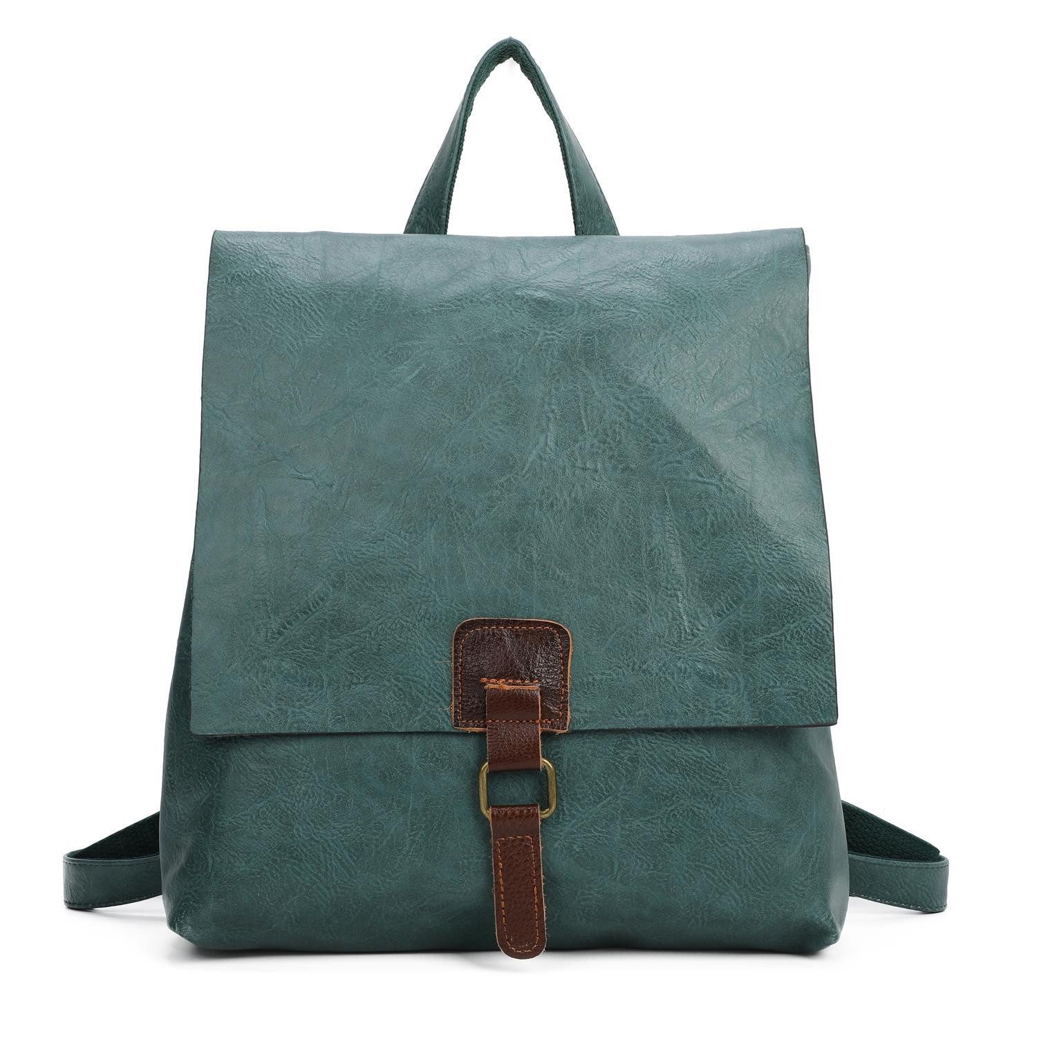 ITALYSHOP24 Rucksack Damen Schultertasche Backpack Umhängetasche CrossBody Leder Optik Bag, Geräumiges Hauptfach, praktische Fächer, komfortabel, leicht & robust