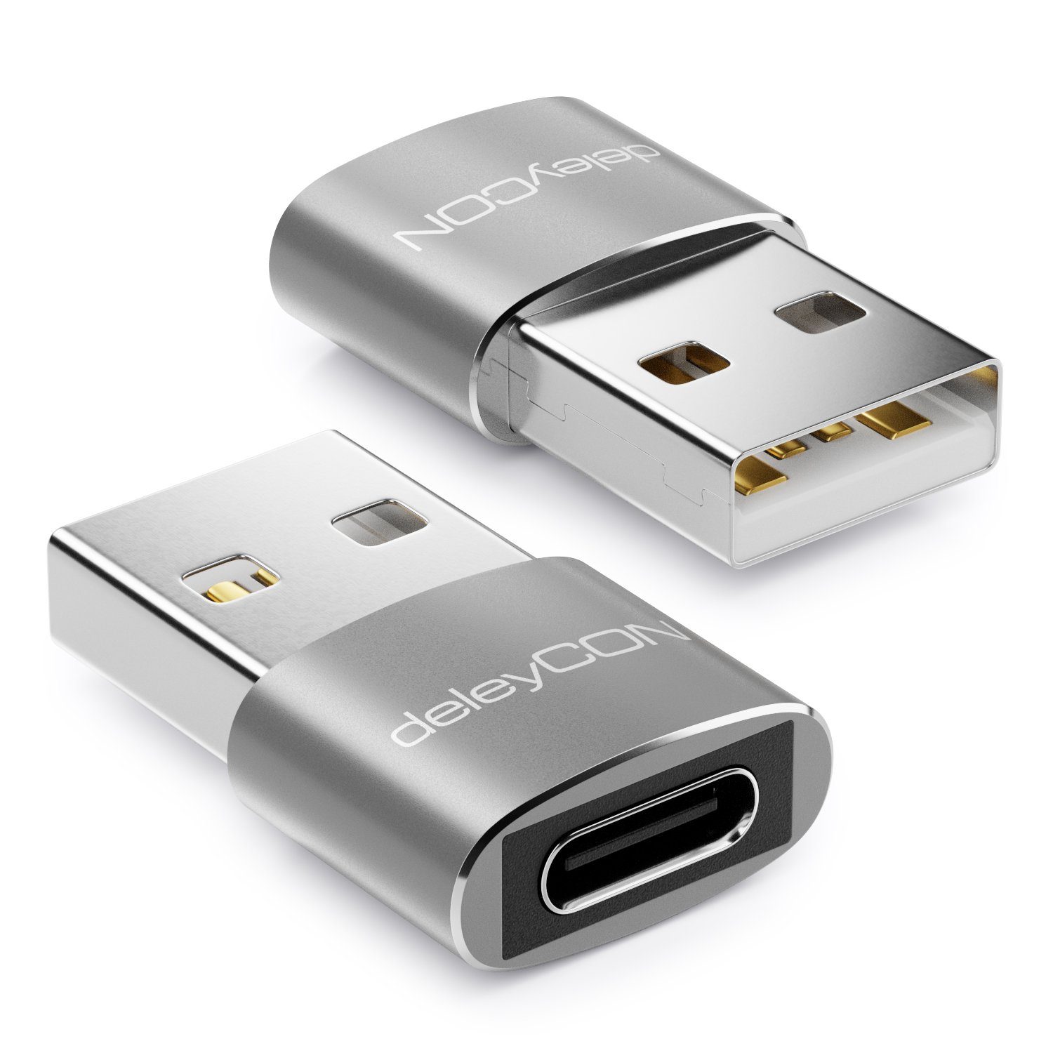 deleyCON deleyCON 2x USB2.0 Mini Adapter USB zu USB C-Buchse Notebook USB-Adapter