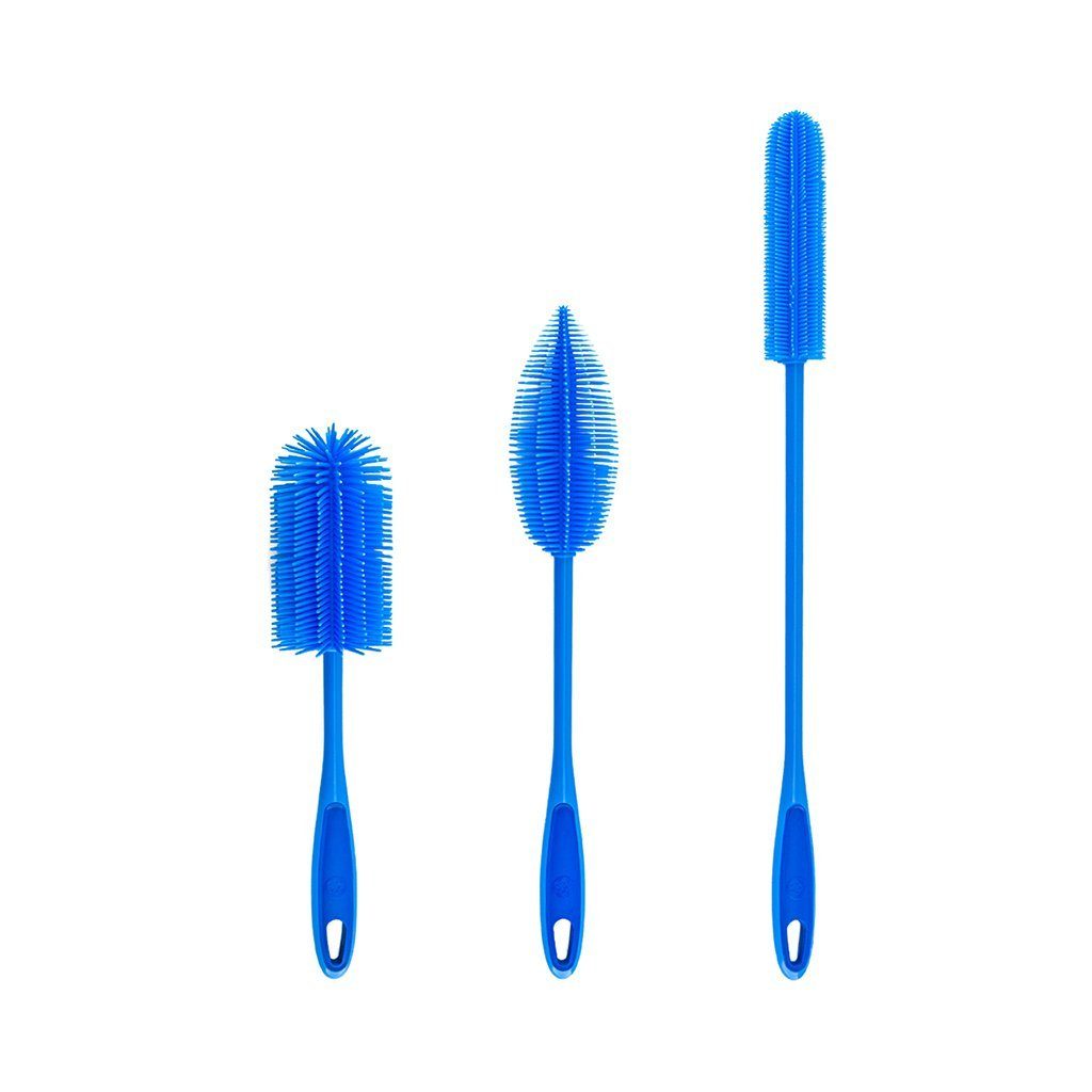 3-tlg), austauschbar Reinigungsbürsten-Set Silikonbürsten, untereinander (Spar-Set, Kochblume hellblau Köpfe