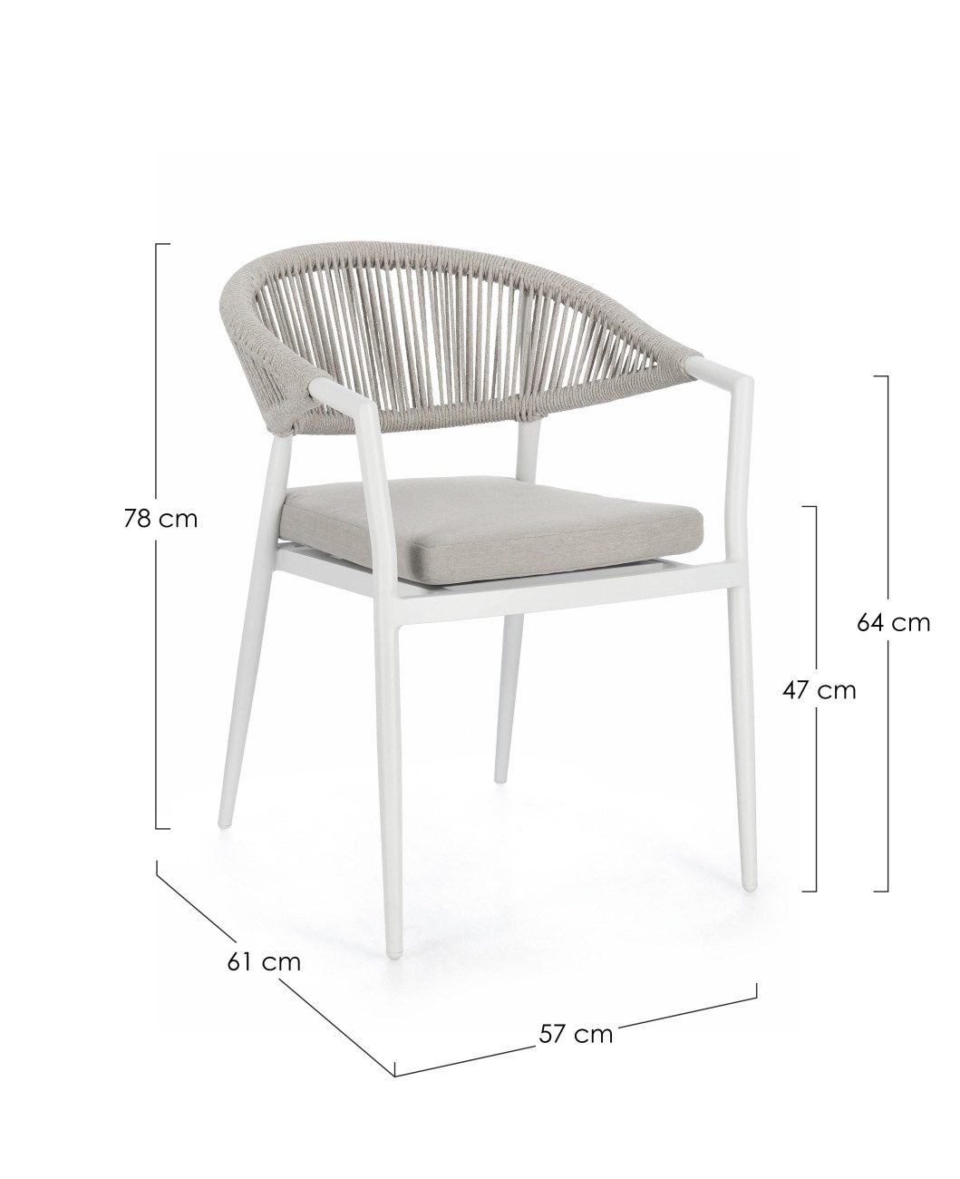 Feeling4Home Gartenstuhl Millor aus Aluminium, Hellgrau / Weiß, Stapelbar
