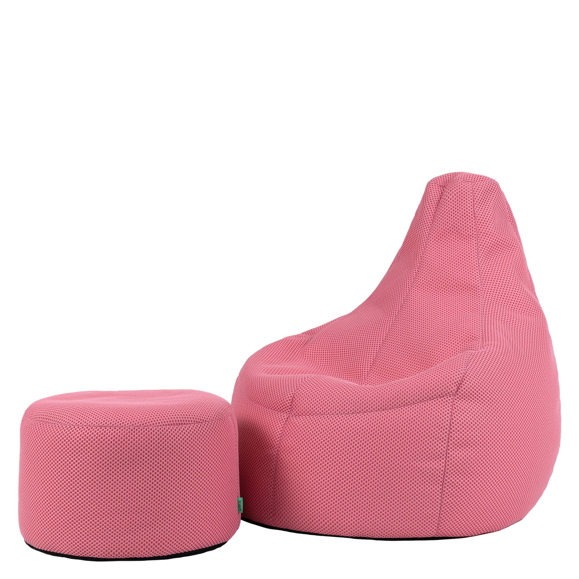 icon Sitzsack Sessel Gaming Stuhl aus Techmesh mit Hocker (Spar-Set, 1 x Sitzsack, 1 x Fußhocker), Sitzsack XXL, Gaming Sitzsack, Made in Germany, Erwachsene & Kinder