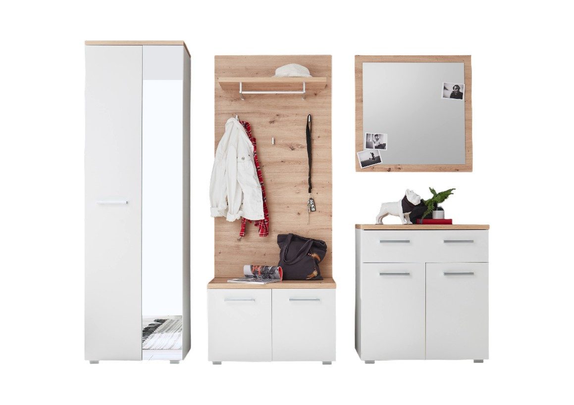 moebel-dich-auf Garderoben-Set MADEIRA, (Korpus und Front: weiß, Absetzung: günstig online kaufen