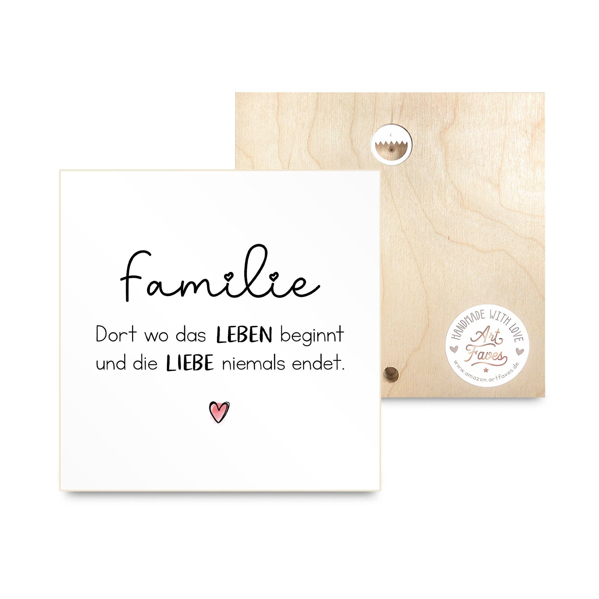 ARTFAVES Holzbild Holzschild mit Spruch Familie dort wo das Leben