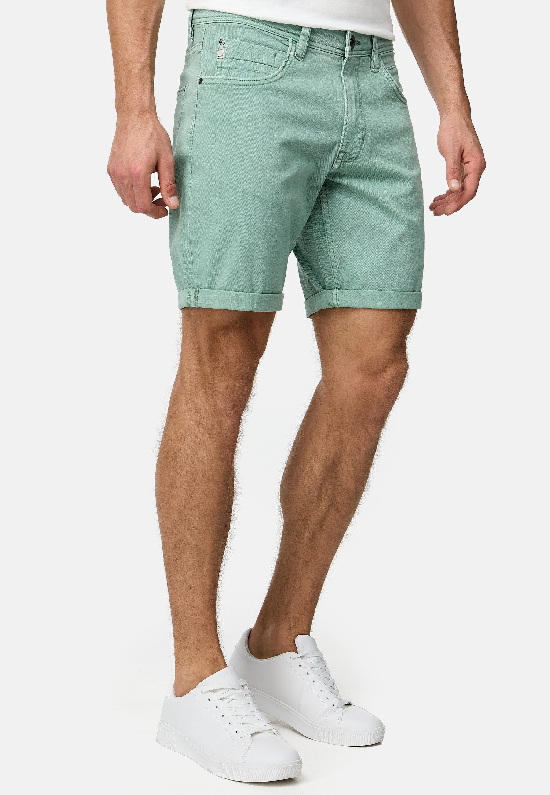 Indicode Jeansshorts Herren Page Jeans Shorts Herrenshorts 5-Pocket-Shorts aus Stretch Denim
