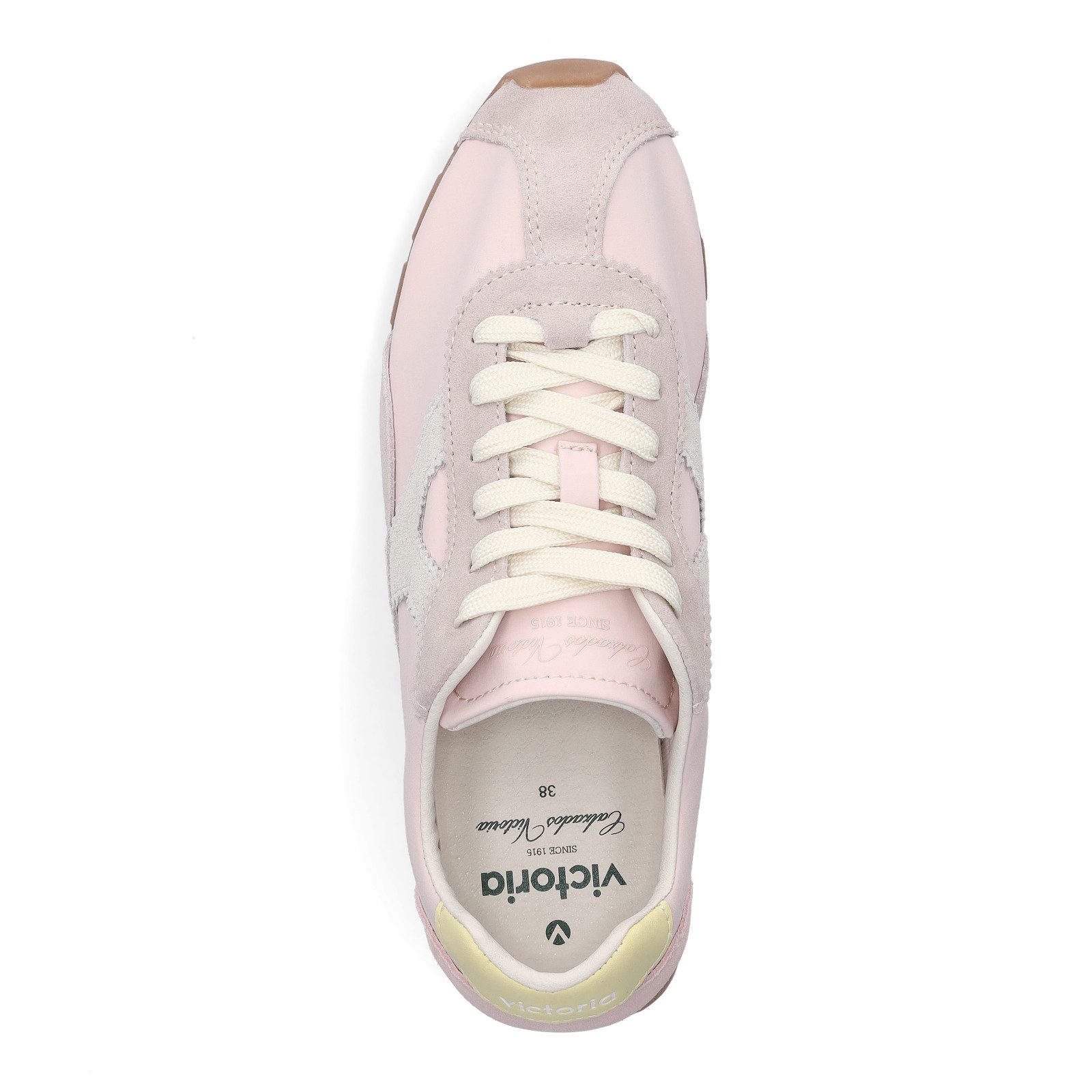 Victoria Aster Damen Sneaker Fersenpatch aus Glattleder in Kontrastfarbe