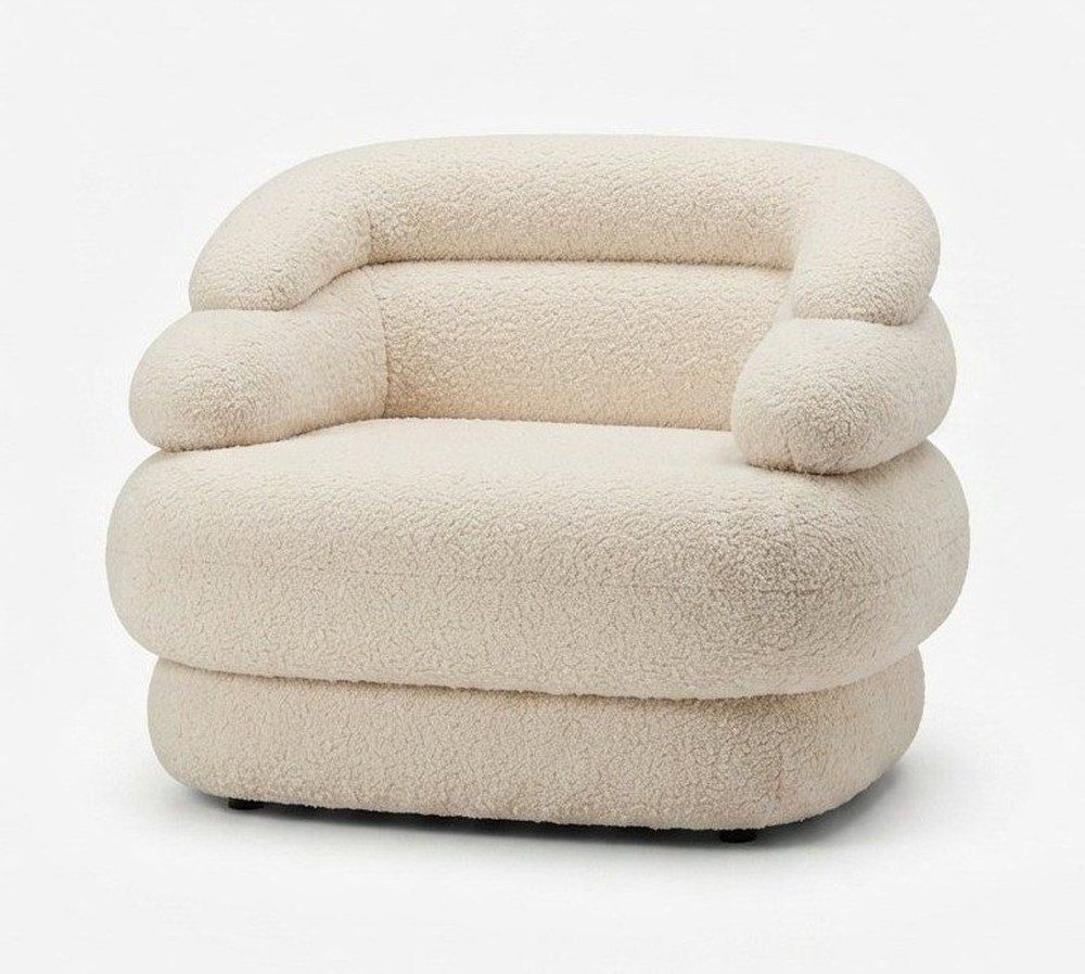 Xlmoebel Drehsessel Drehsessel Soar Lounge Sessel Bouclé Cremeweiß Modern Luxury Luxus (1-St., 1-tlg)