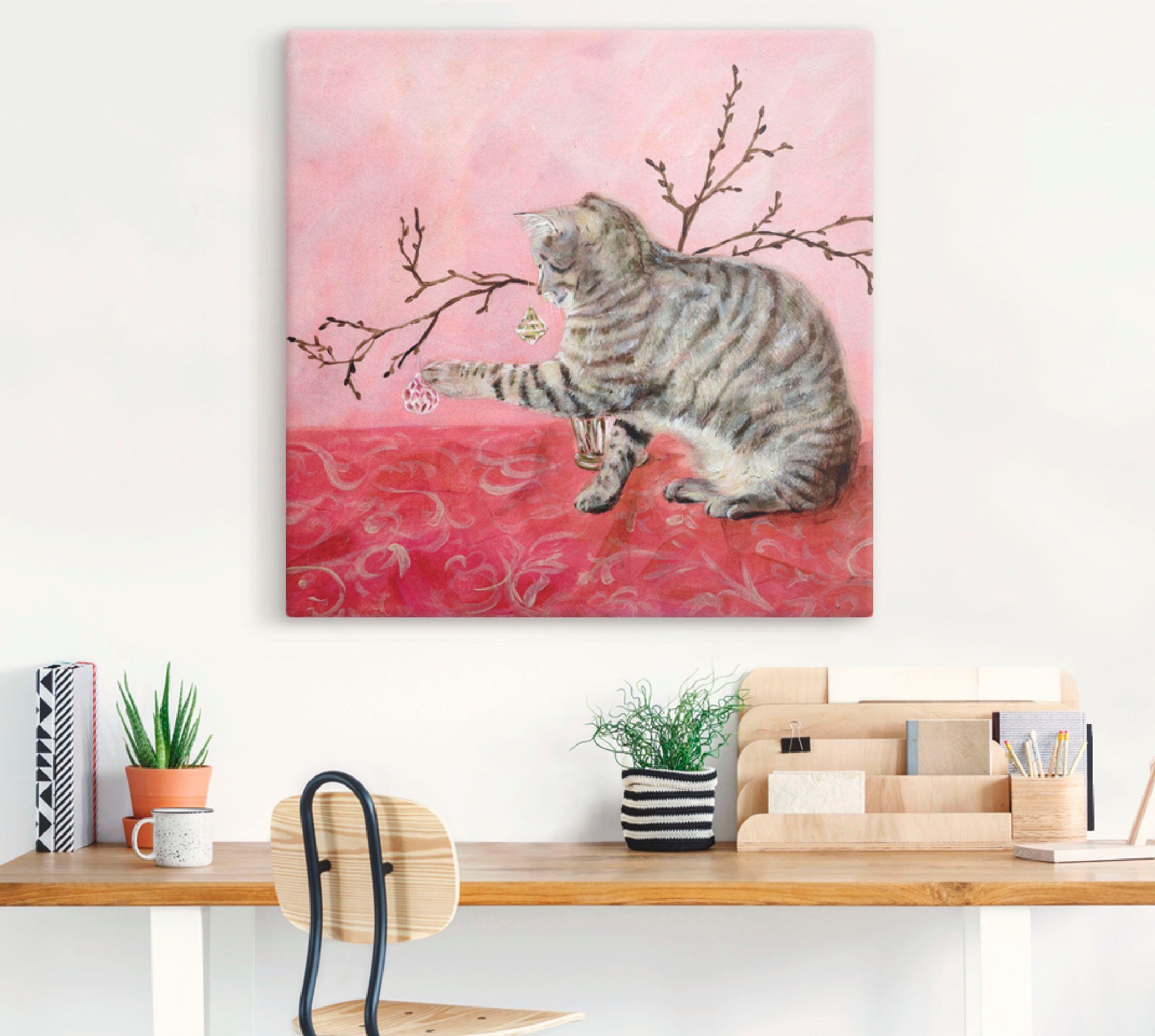 Haustiere in (1 versch. Artland Wandaufkleber Größen St), als Katzenspiel, Wandbild Leinwandbild, oder Poster