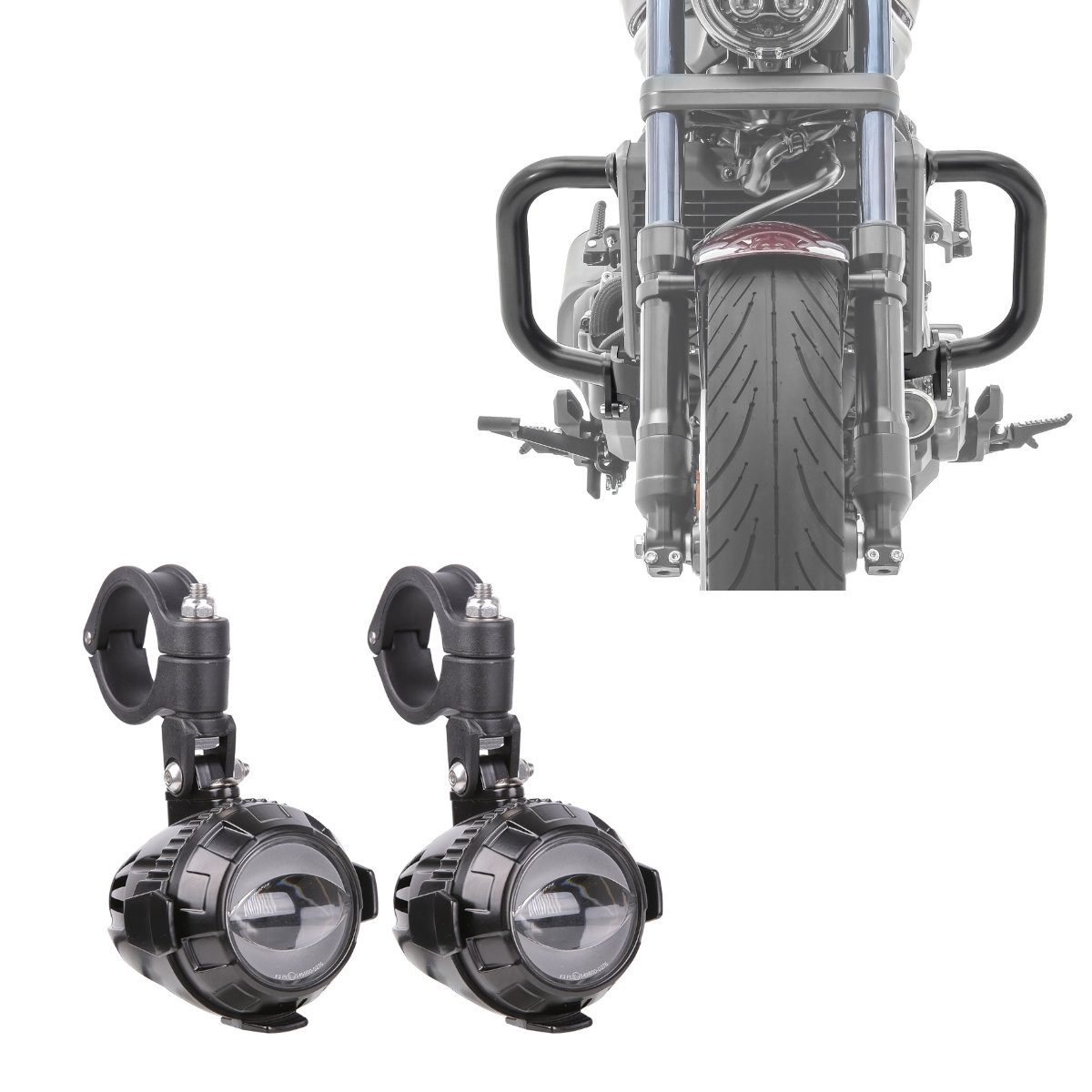 Craftride Motor-Schutzhülle Set Sturzbügel und LED Zusatzscheinwerfer passend für Honda Rebel 1100