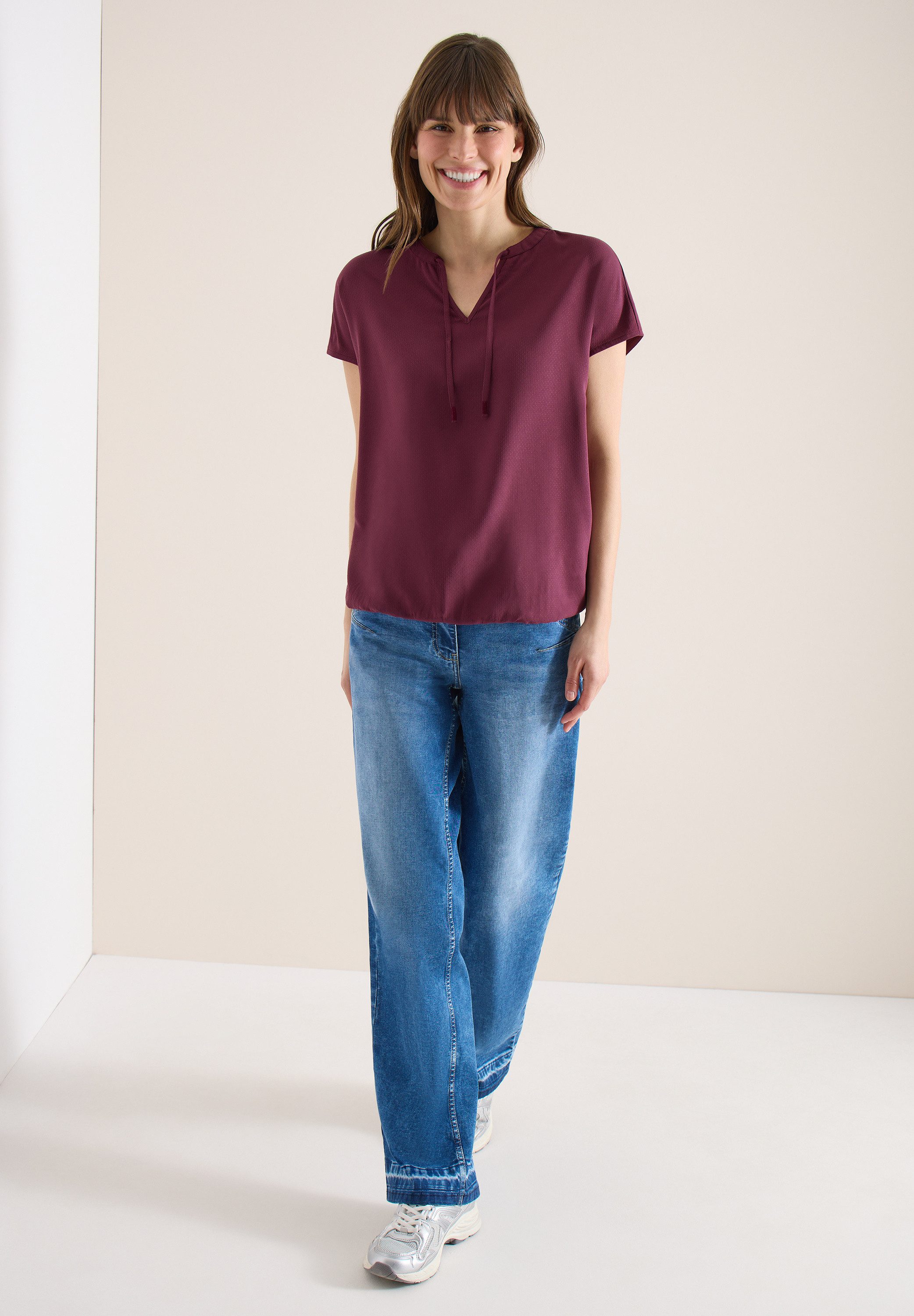 CECIL Kurzarmbluse mit Strukturmix