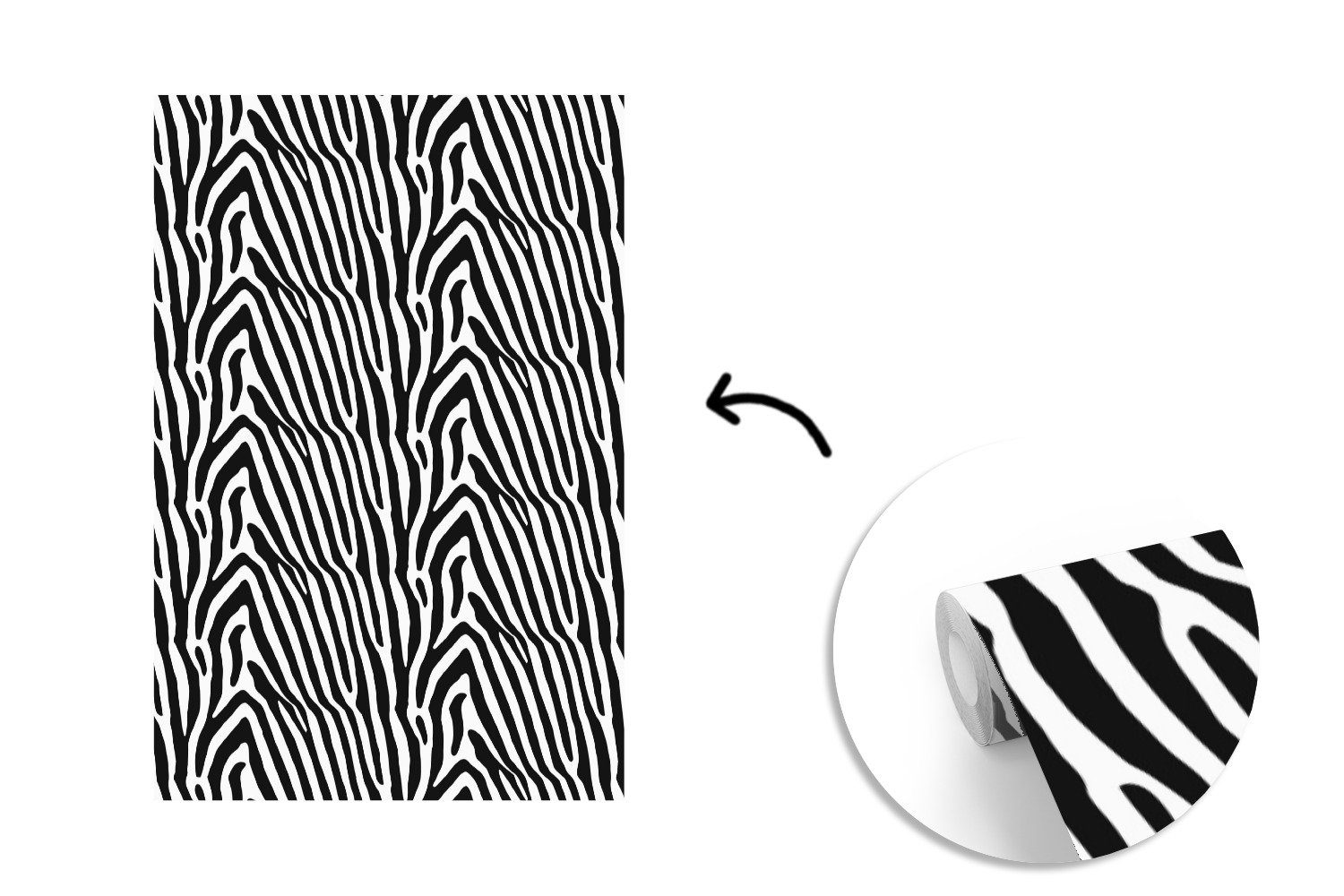 (3 - für Matt, Wohnzimmer, St), MuchoWow Tapete Vinyl Zebra, Druck Safari bedruckt, - Fototapete Montagefertig Wandtapete